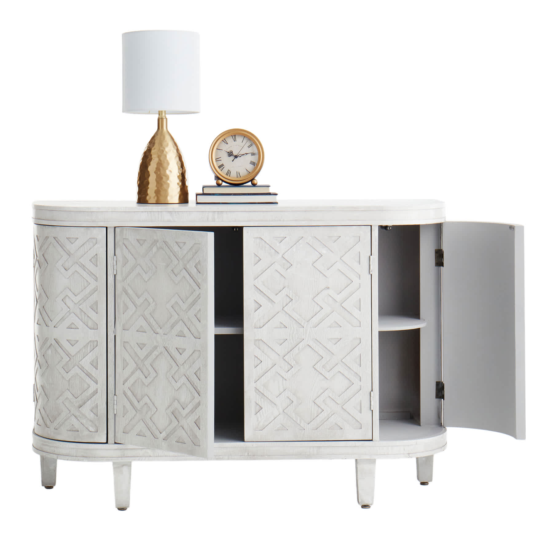 Found & Fable Lena Faux Wood Textured Media Cabinet, White