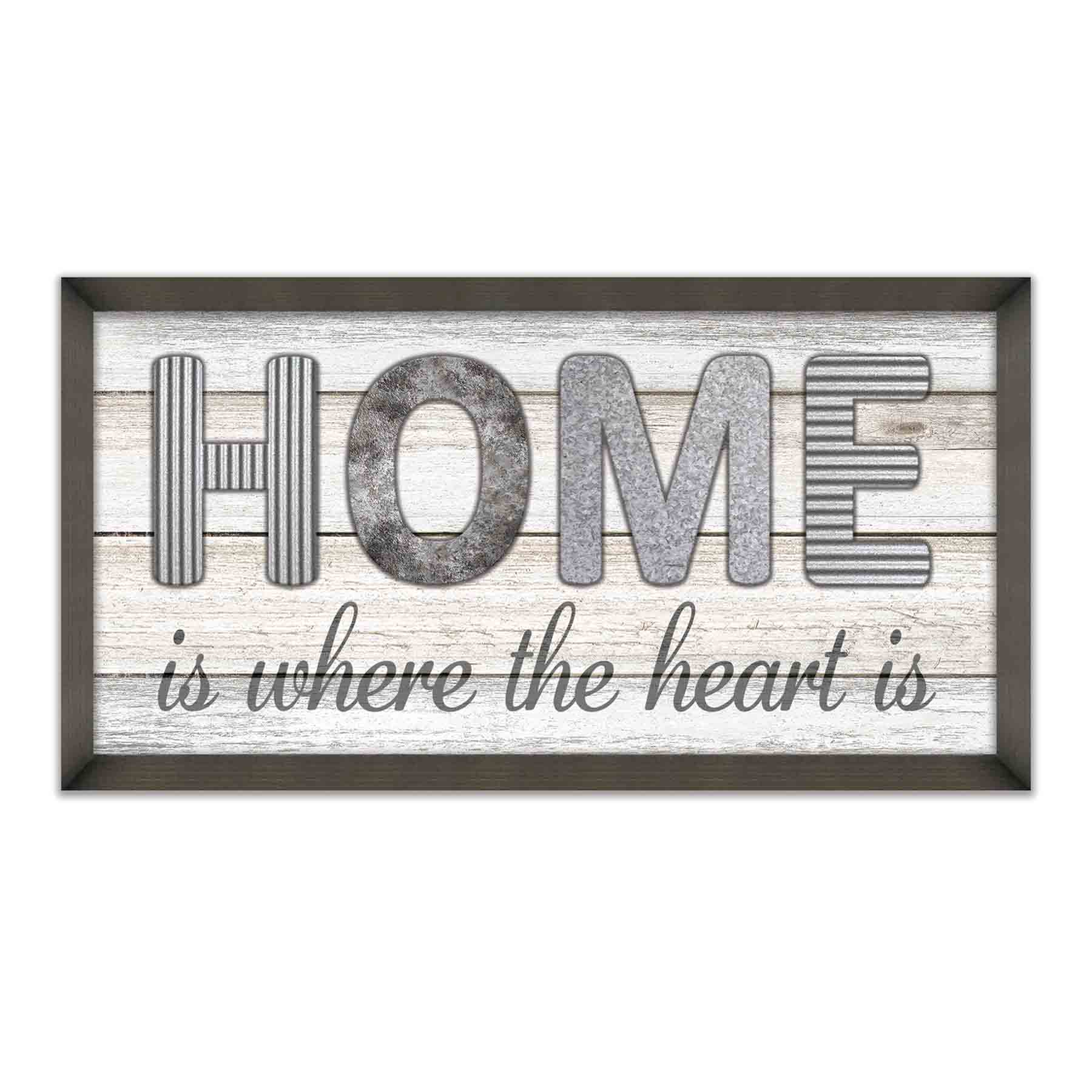 Glass Framed Home Is Where the Heart Is Wall Sign, 26x14