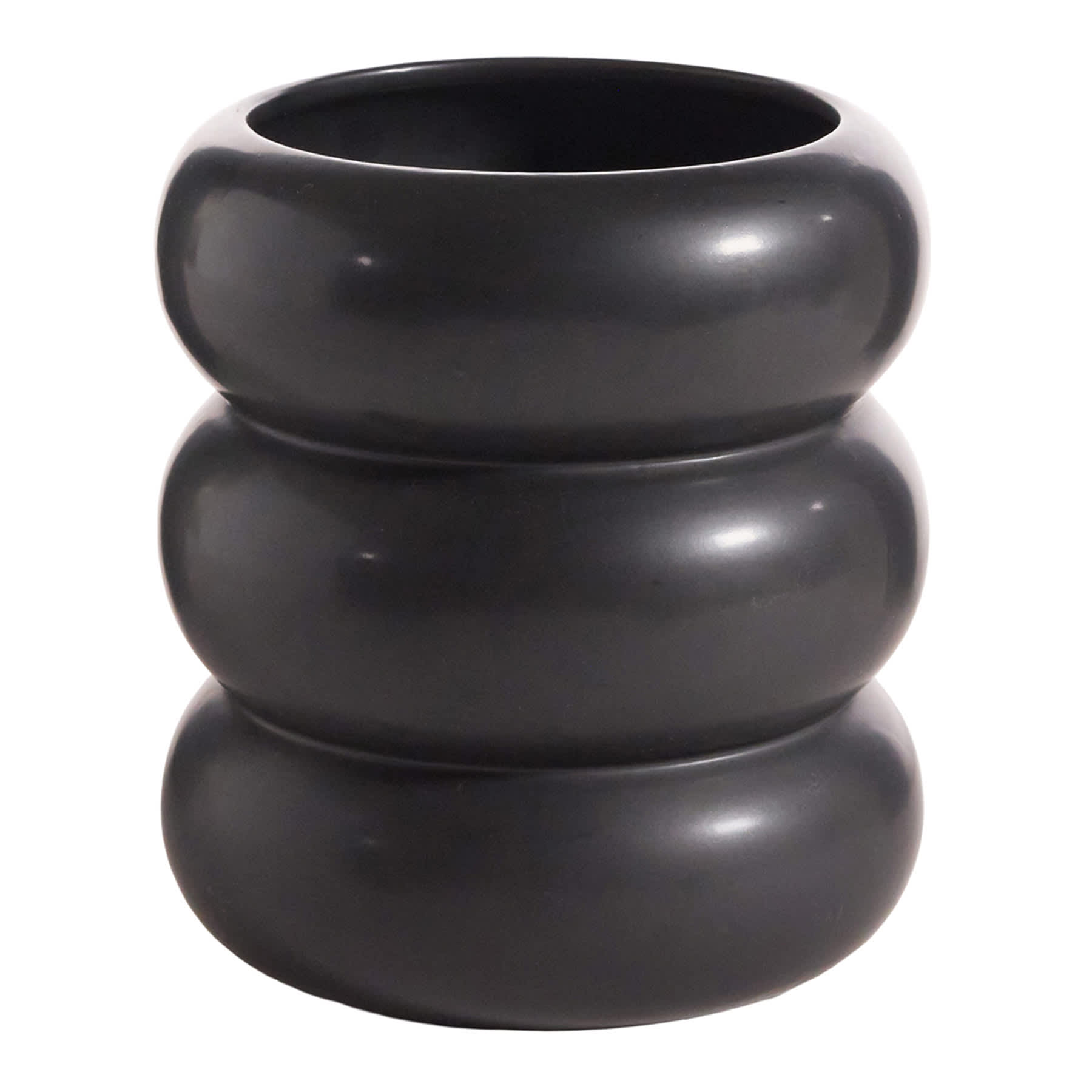 Crosby St. Indoor Black Modern Rib Planter, 6"
