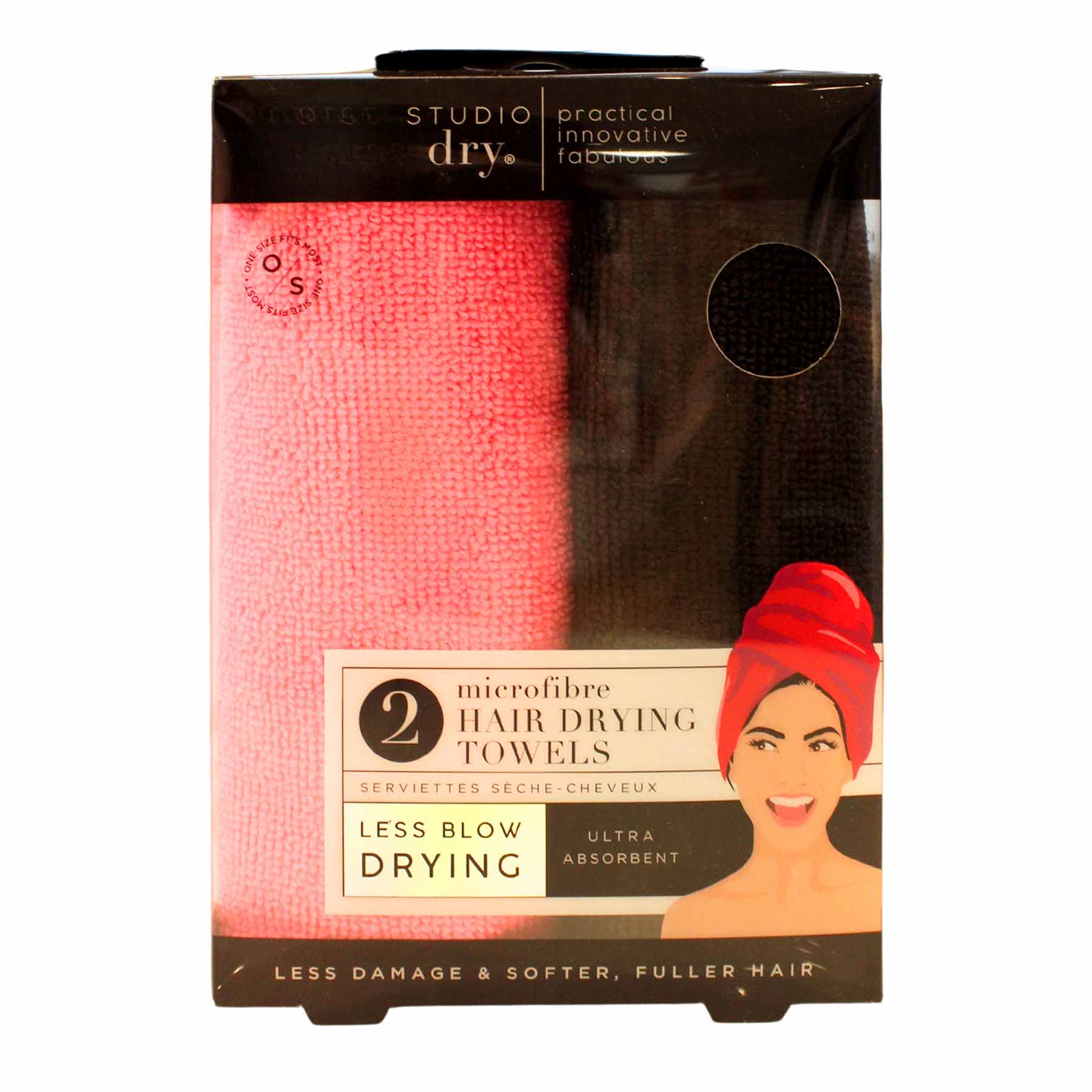 2Pack Hair Turban Black And Pink
