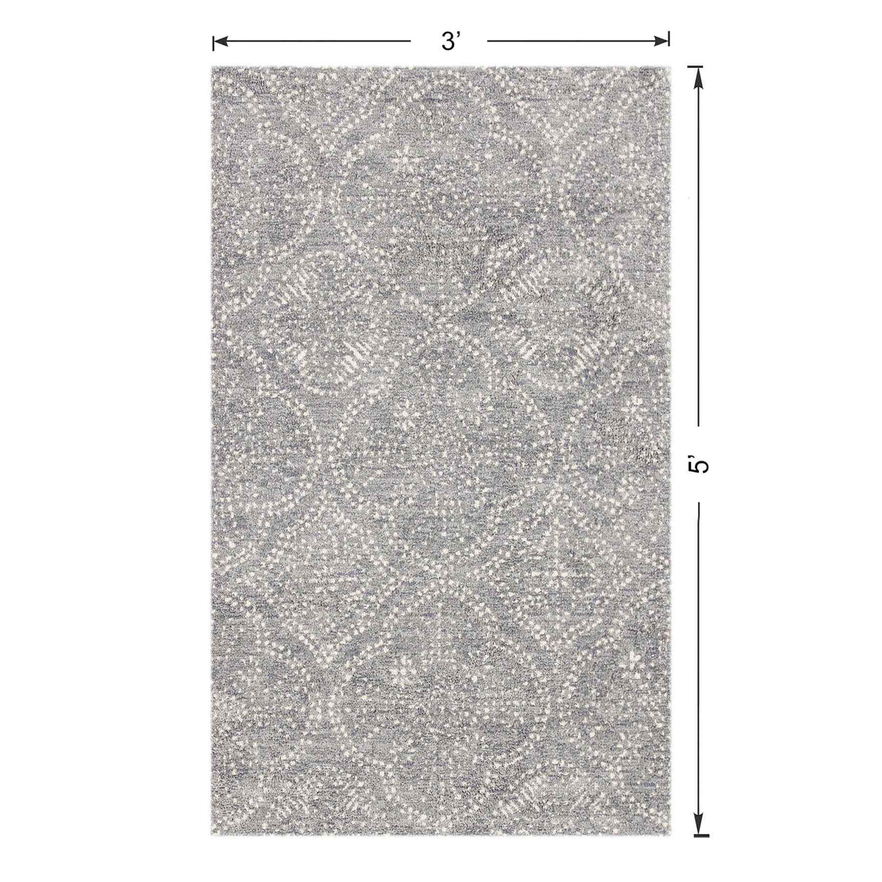 (C191) Hayne Grey Floral Shag Accent Rug, 3x5