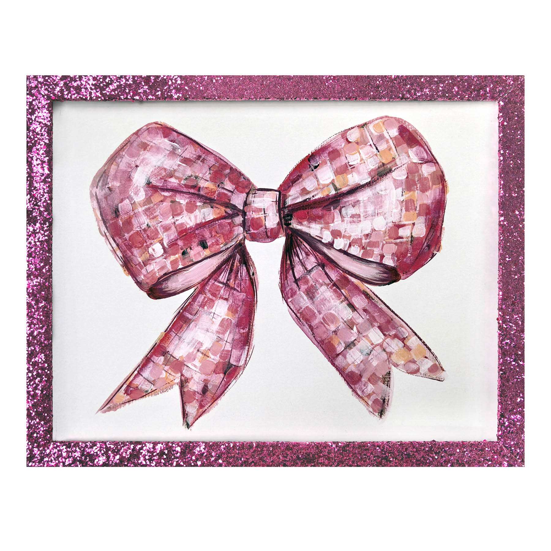 Glass Framed Glitter Disco Coquette Wall Art, 15x11