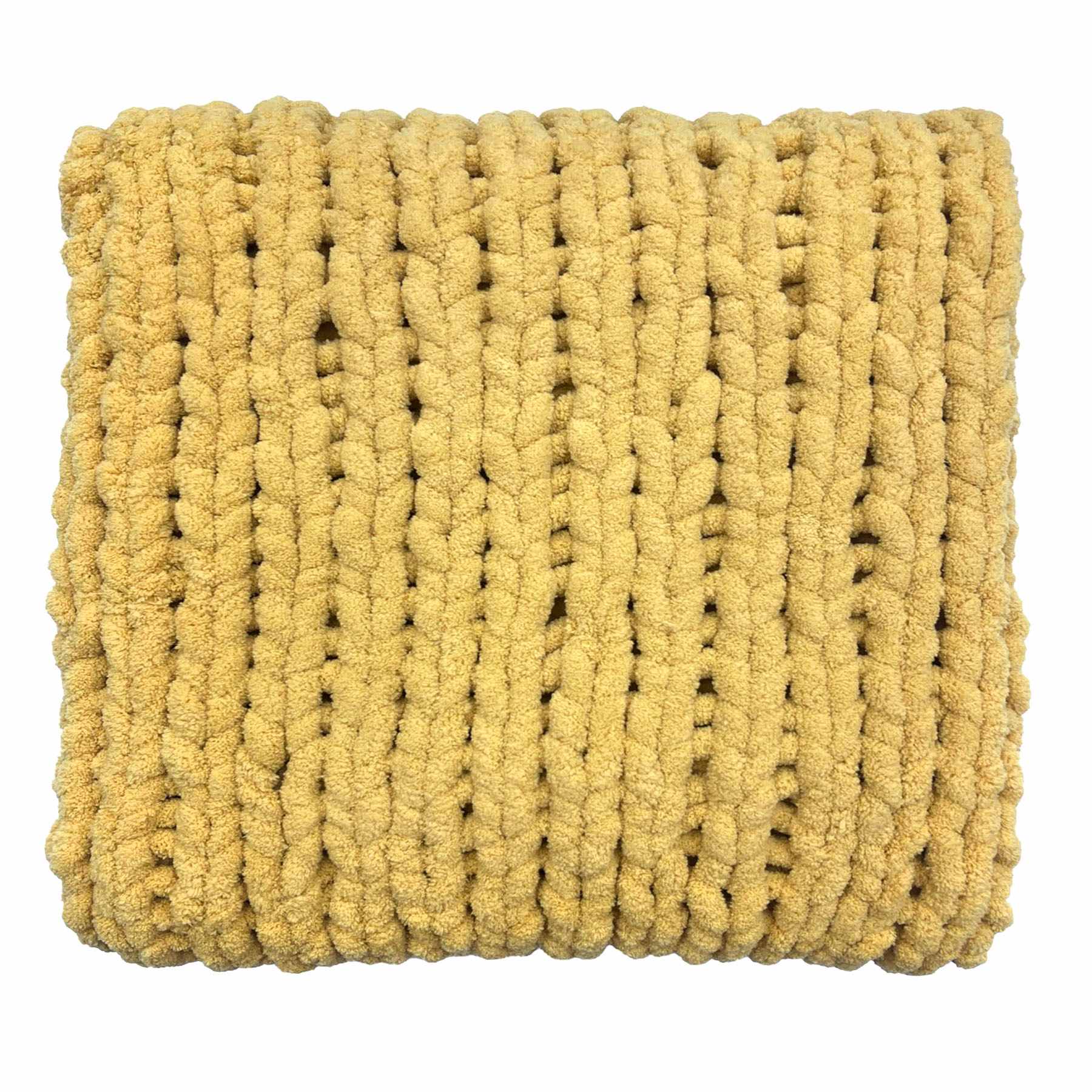 Honeybloom Yellow Chunky Knit Throw Blanket, 50x60