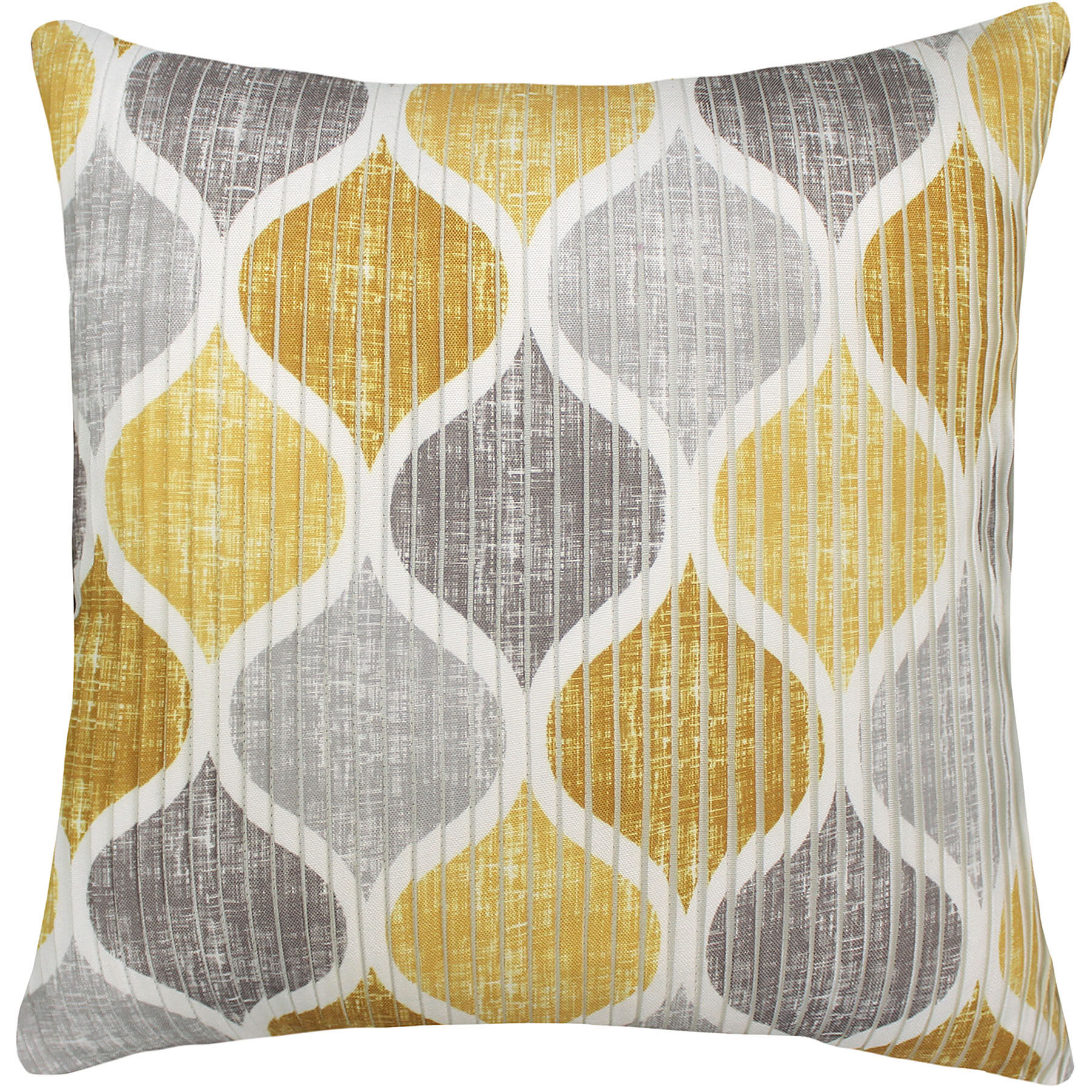 Hollis Yellow & Grey Pleated Throw Pillow, 18"