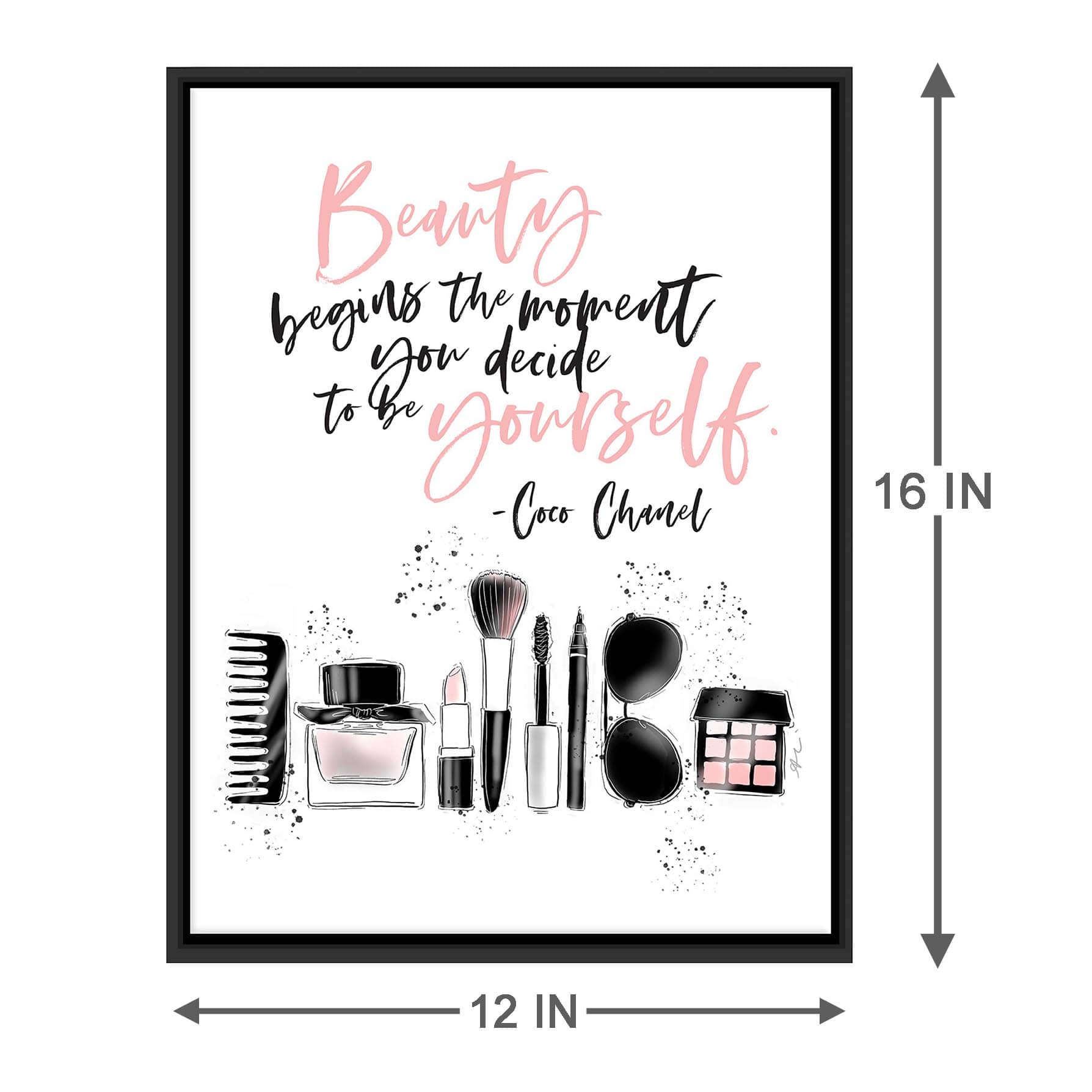 Framed Beauty Begins Canvas Wall Art, 12x16