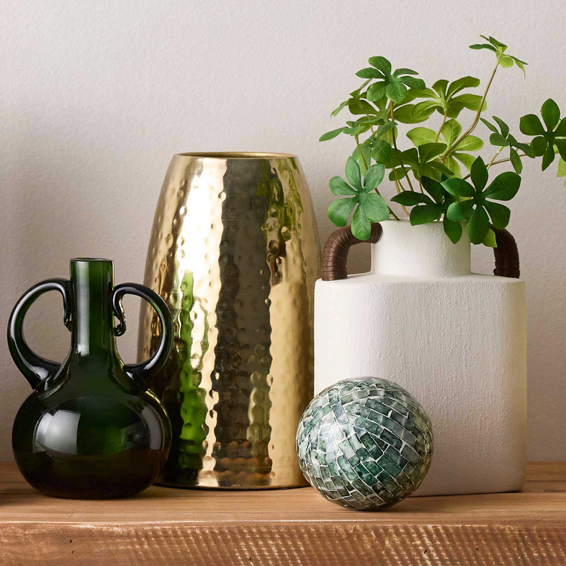 Found & Fable White Vase with Wrapped Handles, 8.3"