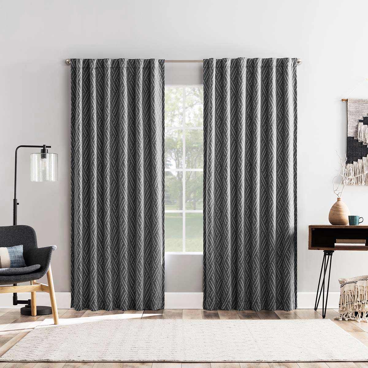 Arvid Coal Grey Blackout Curtain Panel, 84"