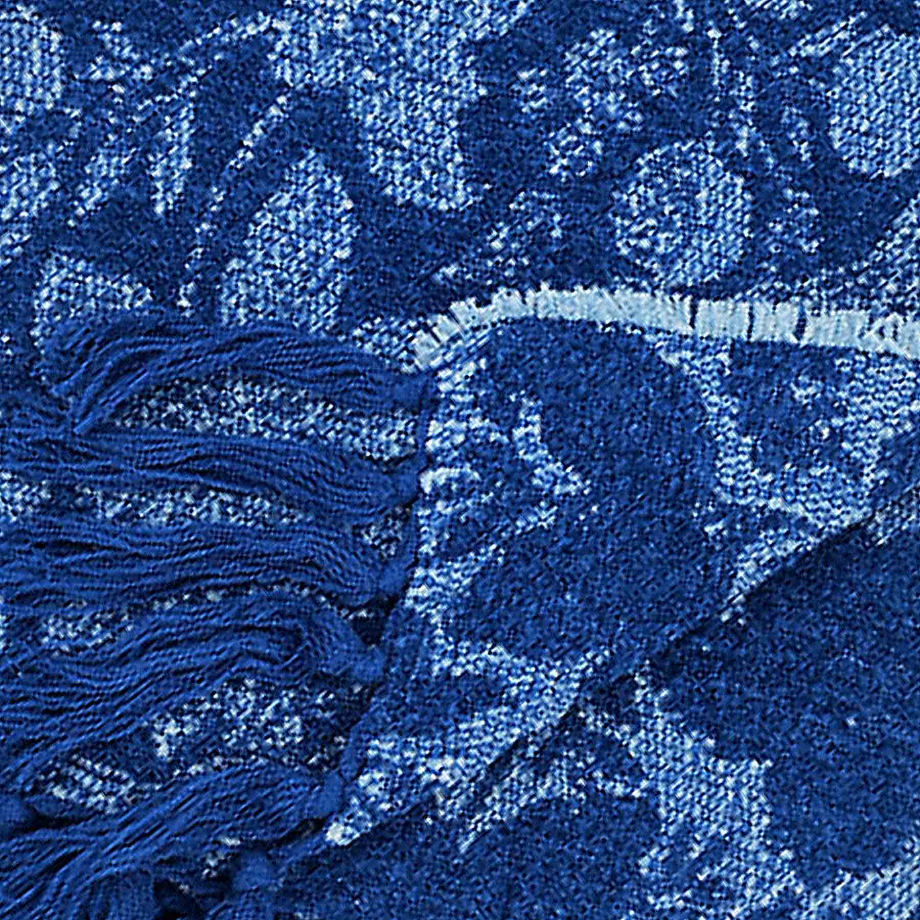 Providence Blue Floral Woven Throw Blanket, 50x60