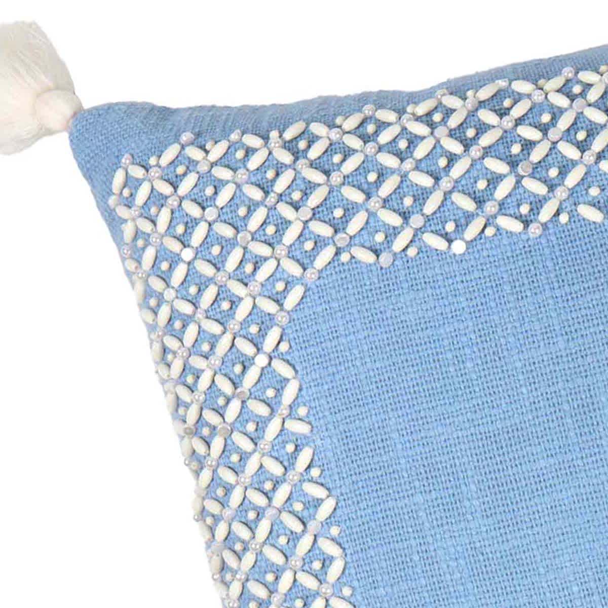 Providence Beaded Border Throw Pillow with Tassels, 18"