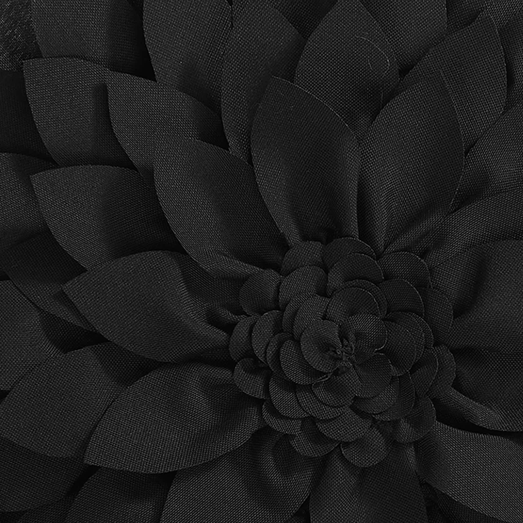 Black Petal Outdoor Throw Pillow, 18"