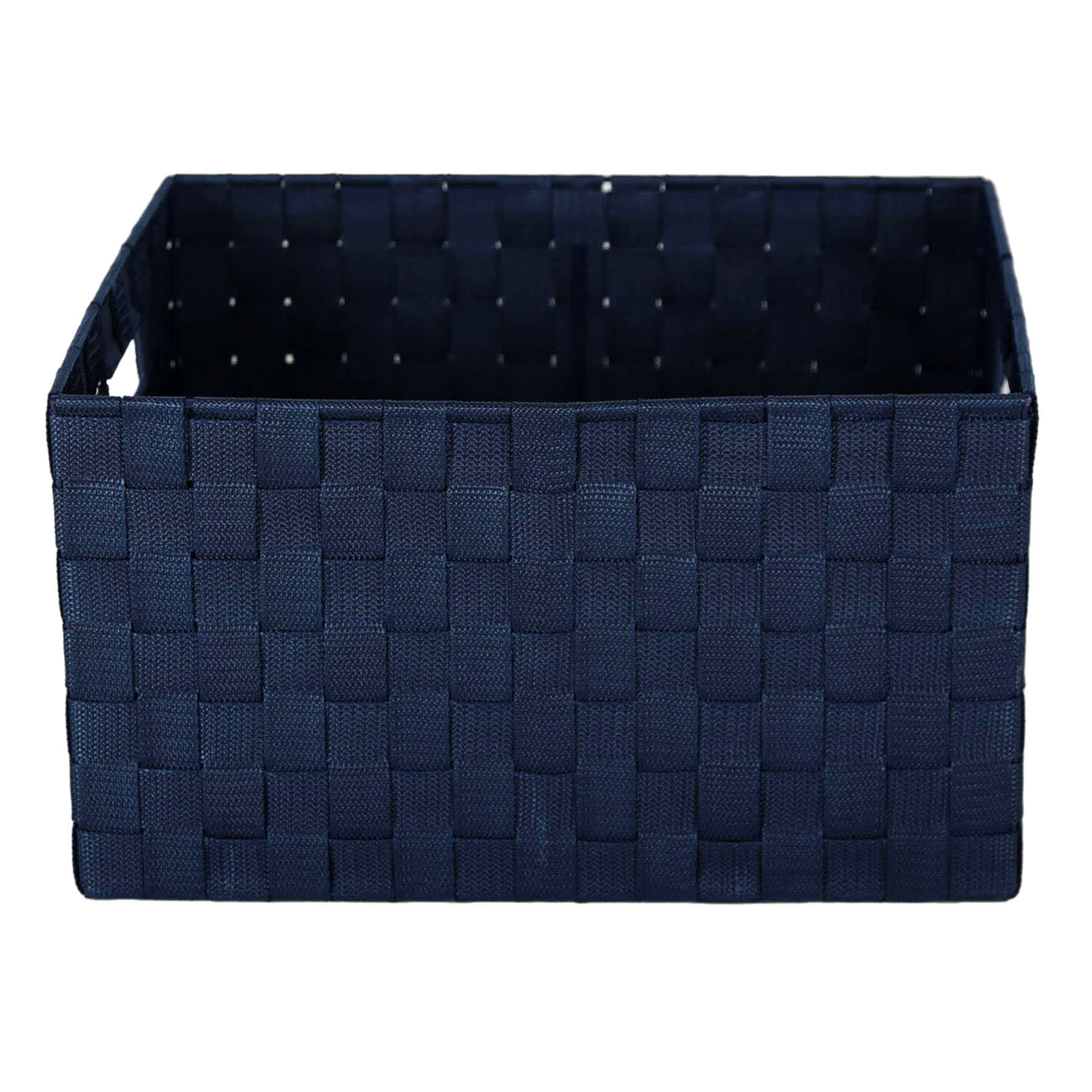 Frankin Navy Blue Woven Rectangle Storage Basket, Large