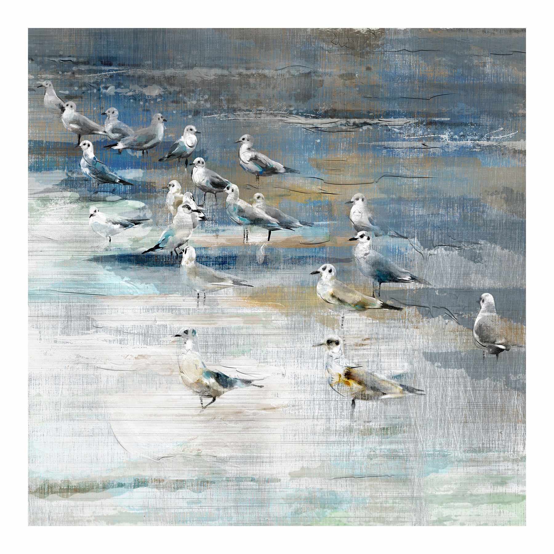 Seagulls On The Beach Canvas Wall Art, 30"