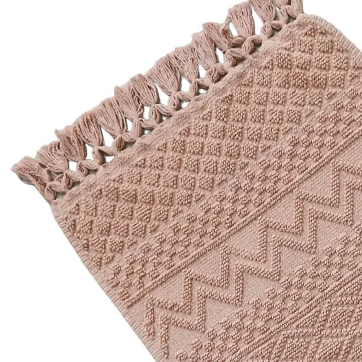 Found & Fable Coral Woven Fringe Bath Rug, 20x32
