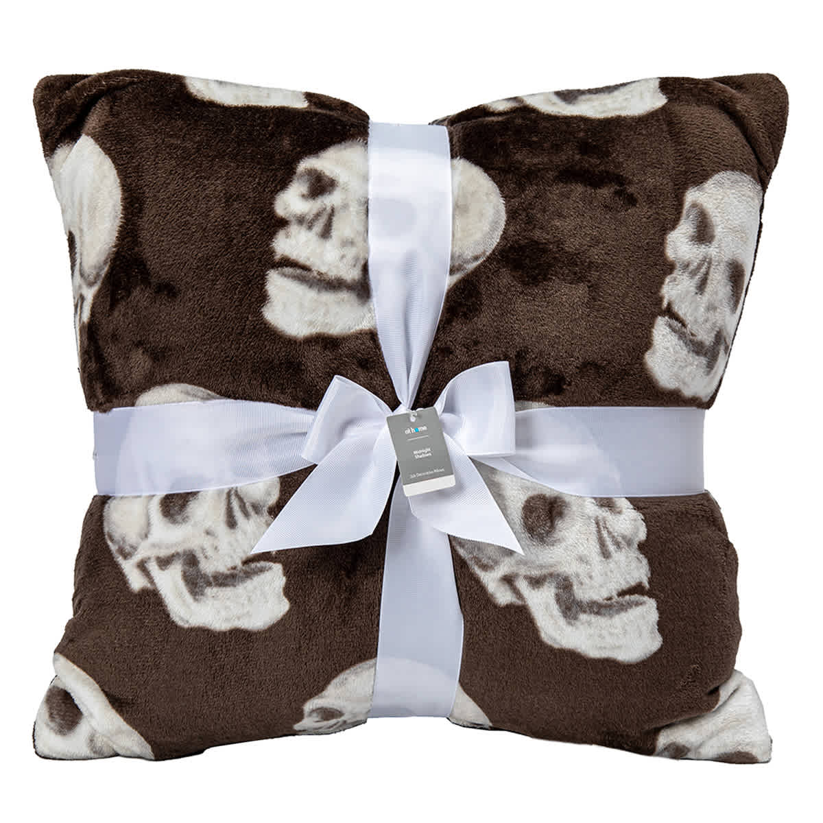 Midnight Shadows 2-Pack Skull Printed Plush Throw Pillows, 18"