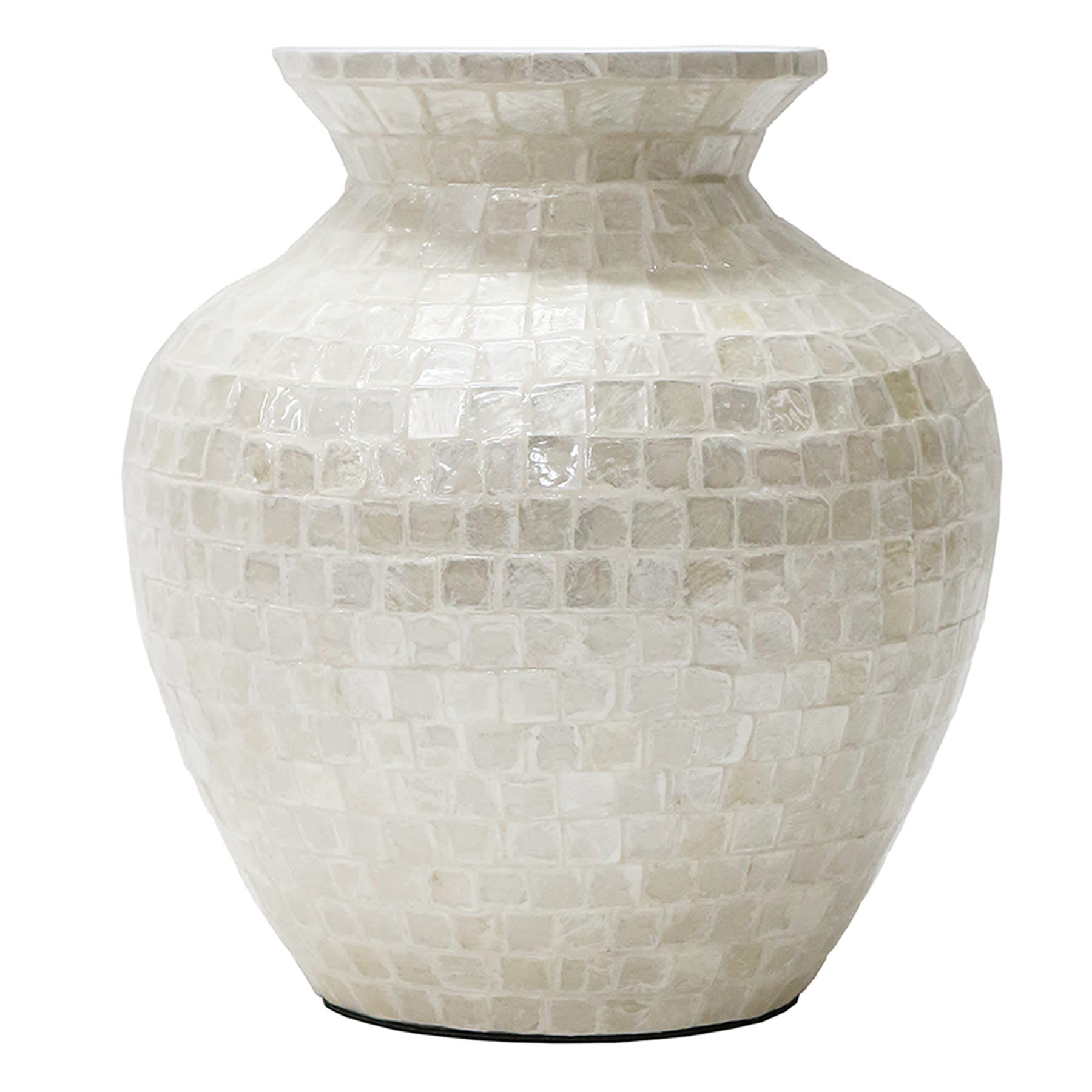 White Tile Capiz Decorative Vase, 11"