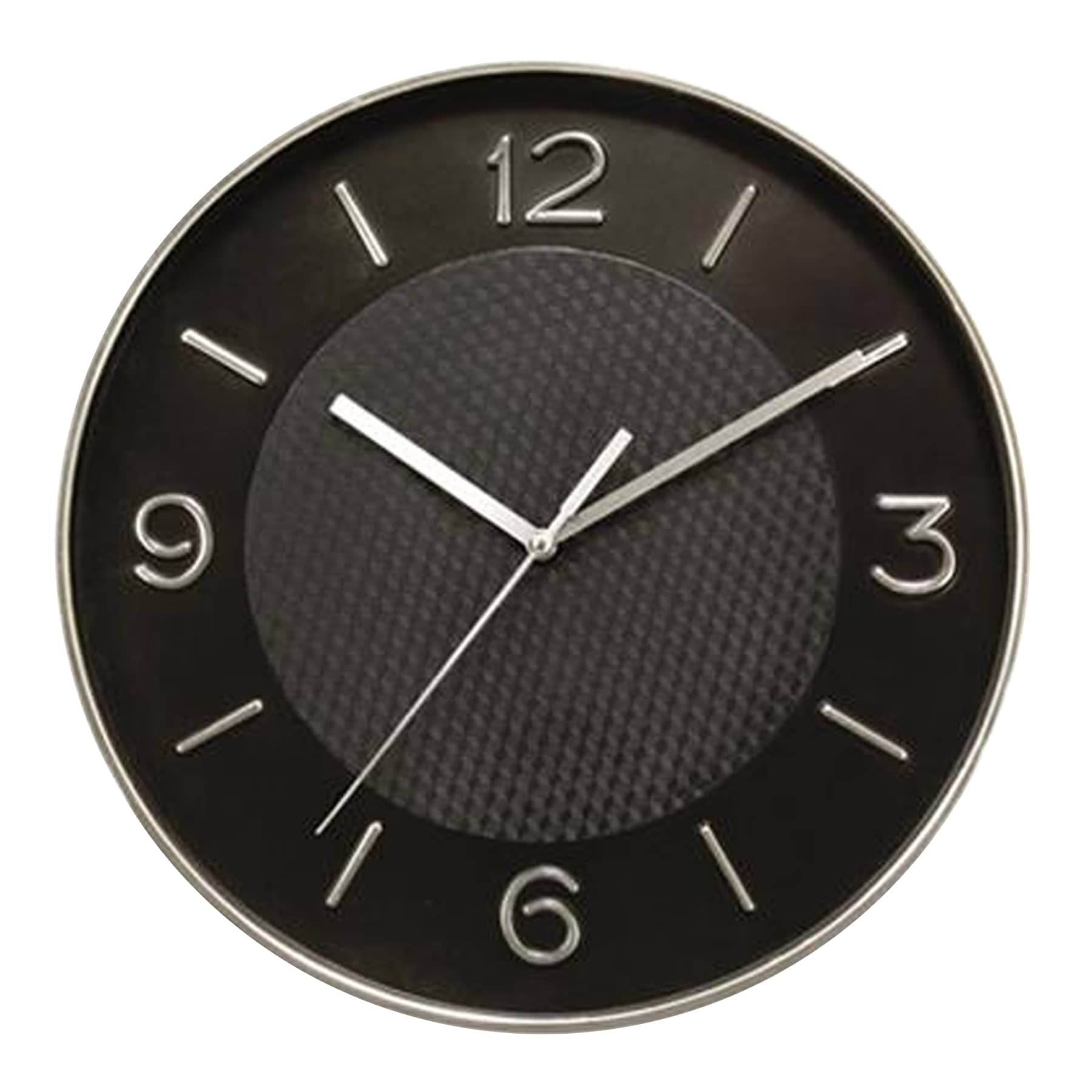 Black Accent 3D Dial Round Wall Clock, 10"