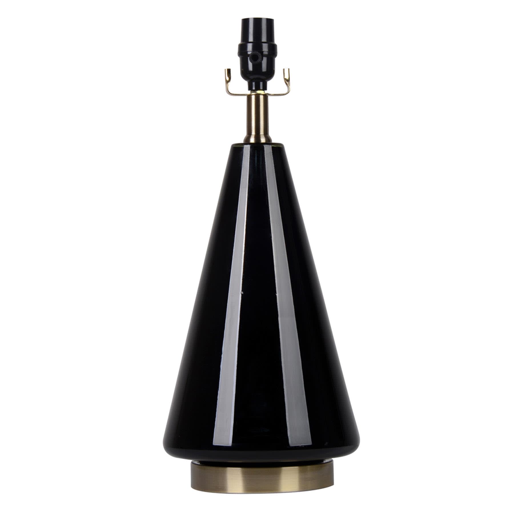 Crosby St. Black Smoke Glass Cone Medium Table Lamp Base, 18.3"