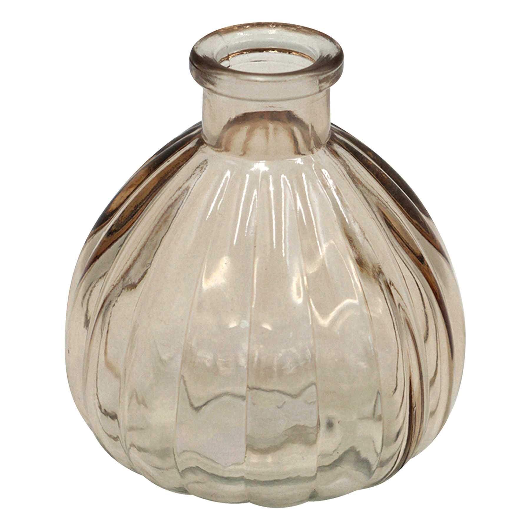 Brown Striped Glass Bud Vase, 4"