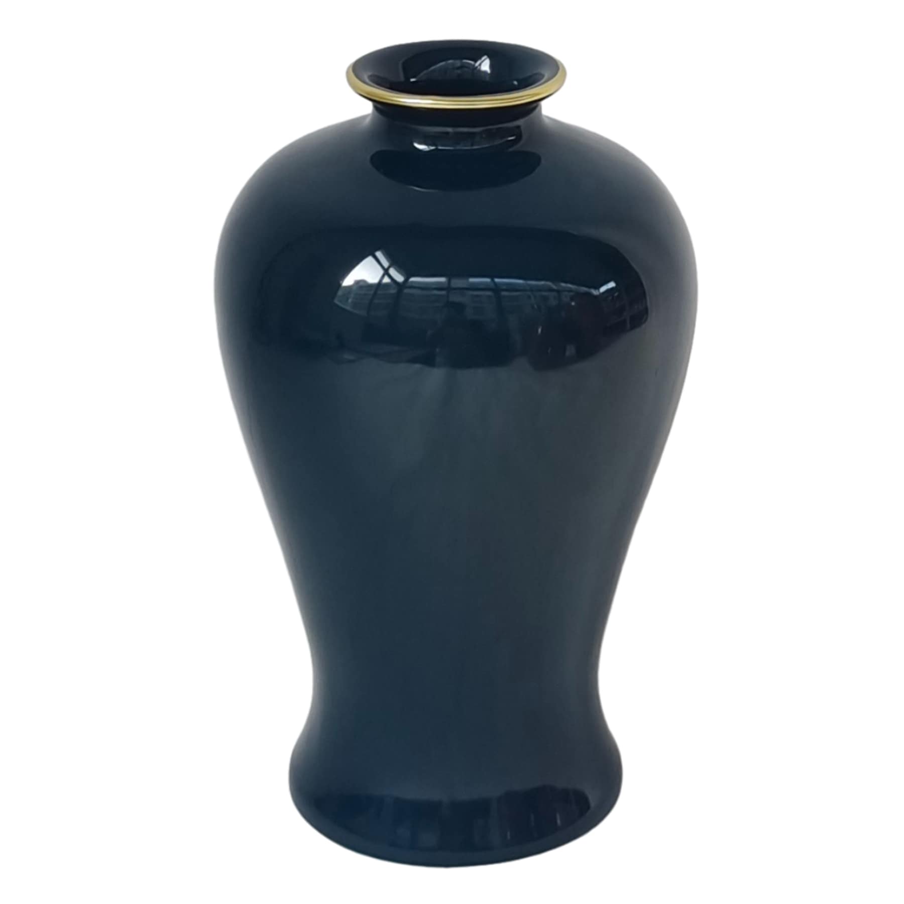 Providence Blue with Gold Trim Ceramic Vase, 9"
