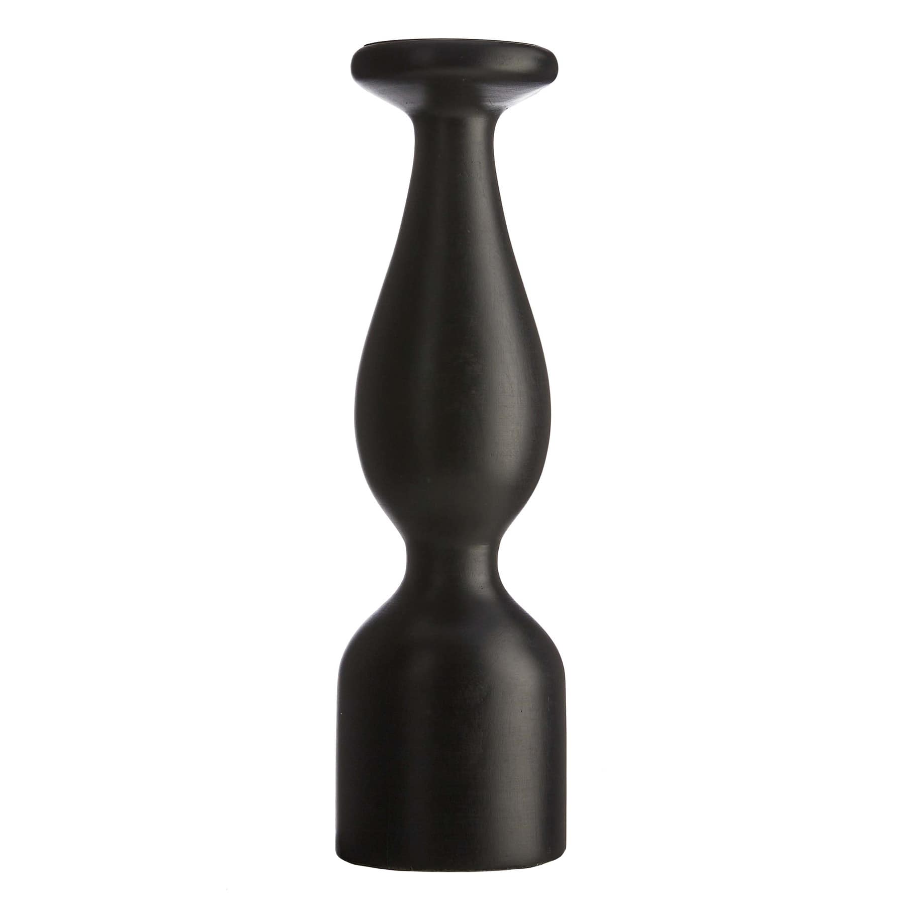 Medium Black Wooden Oversized Pillar Candle Holder, 20"