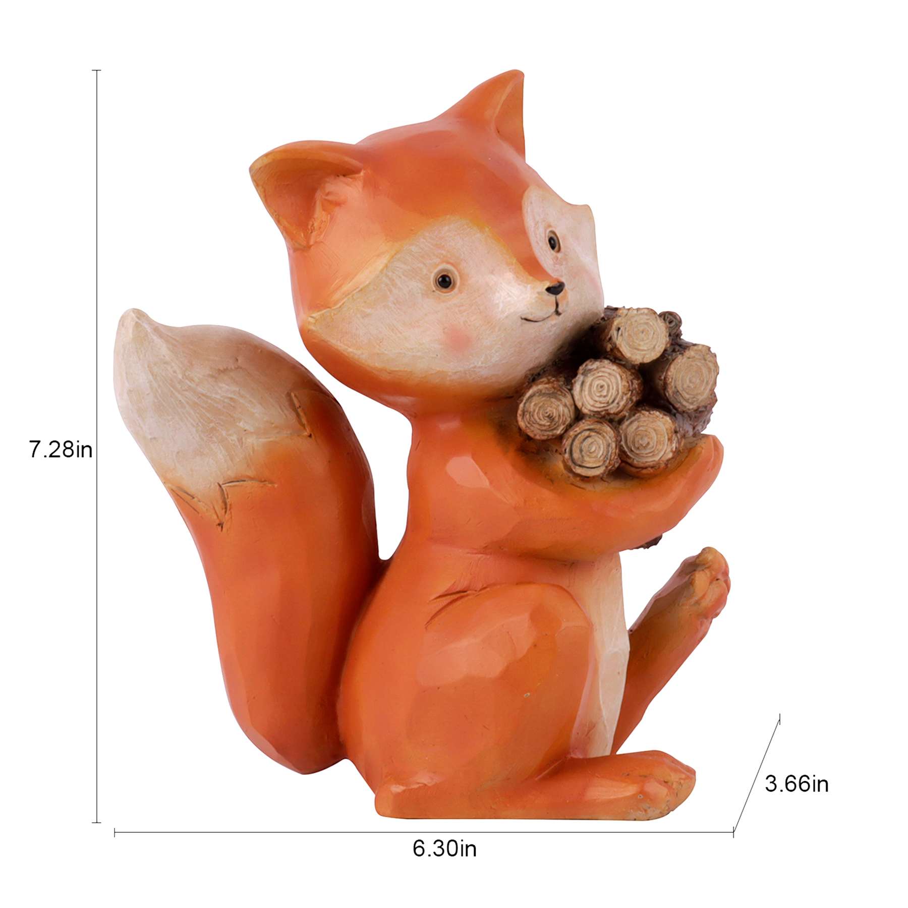 Campfire Fox with Firewood Outdoor Garden Statue, 8"