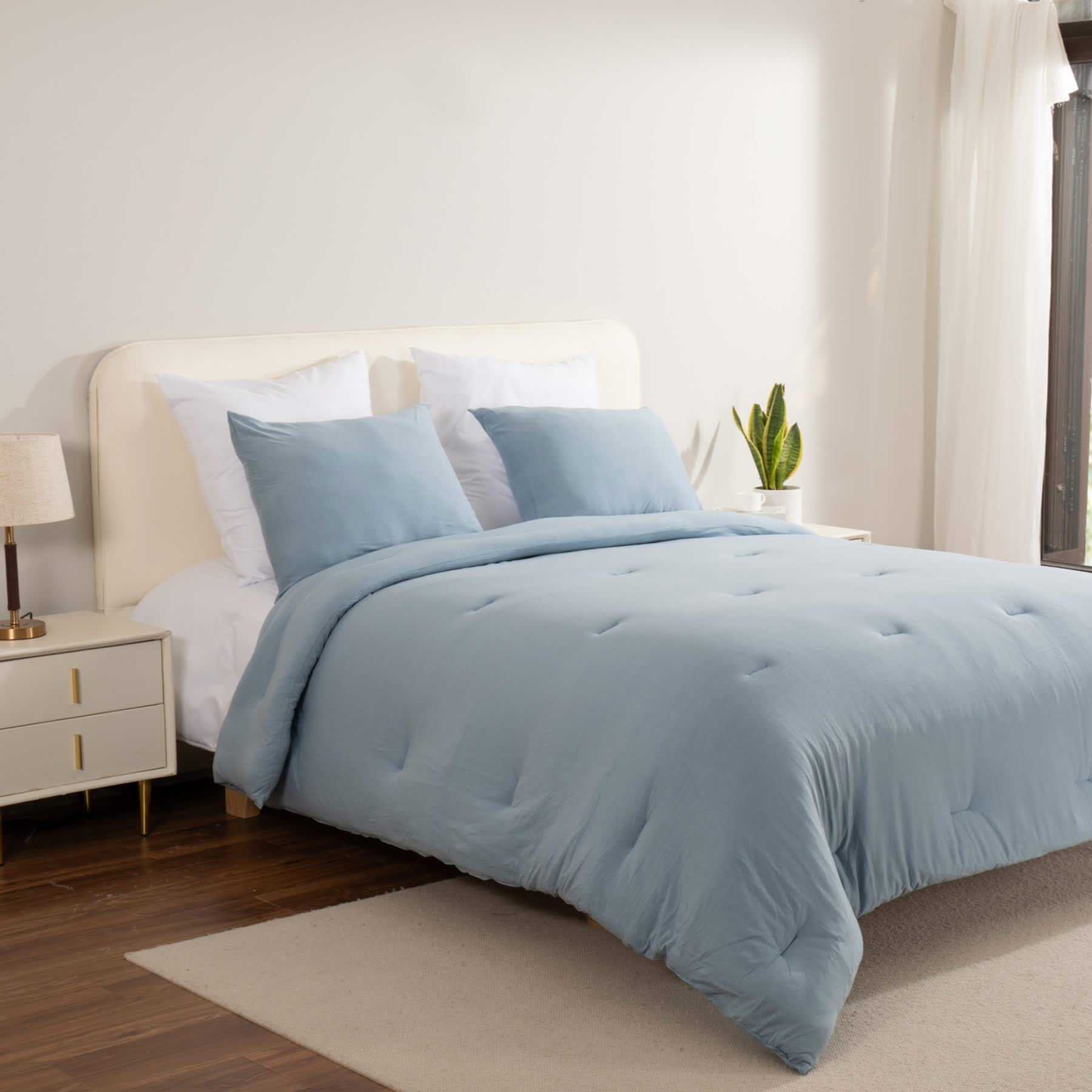 Light Blue Soft Knit Jersey Single Comforter, Twin/Twin XL