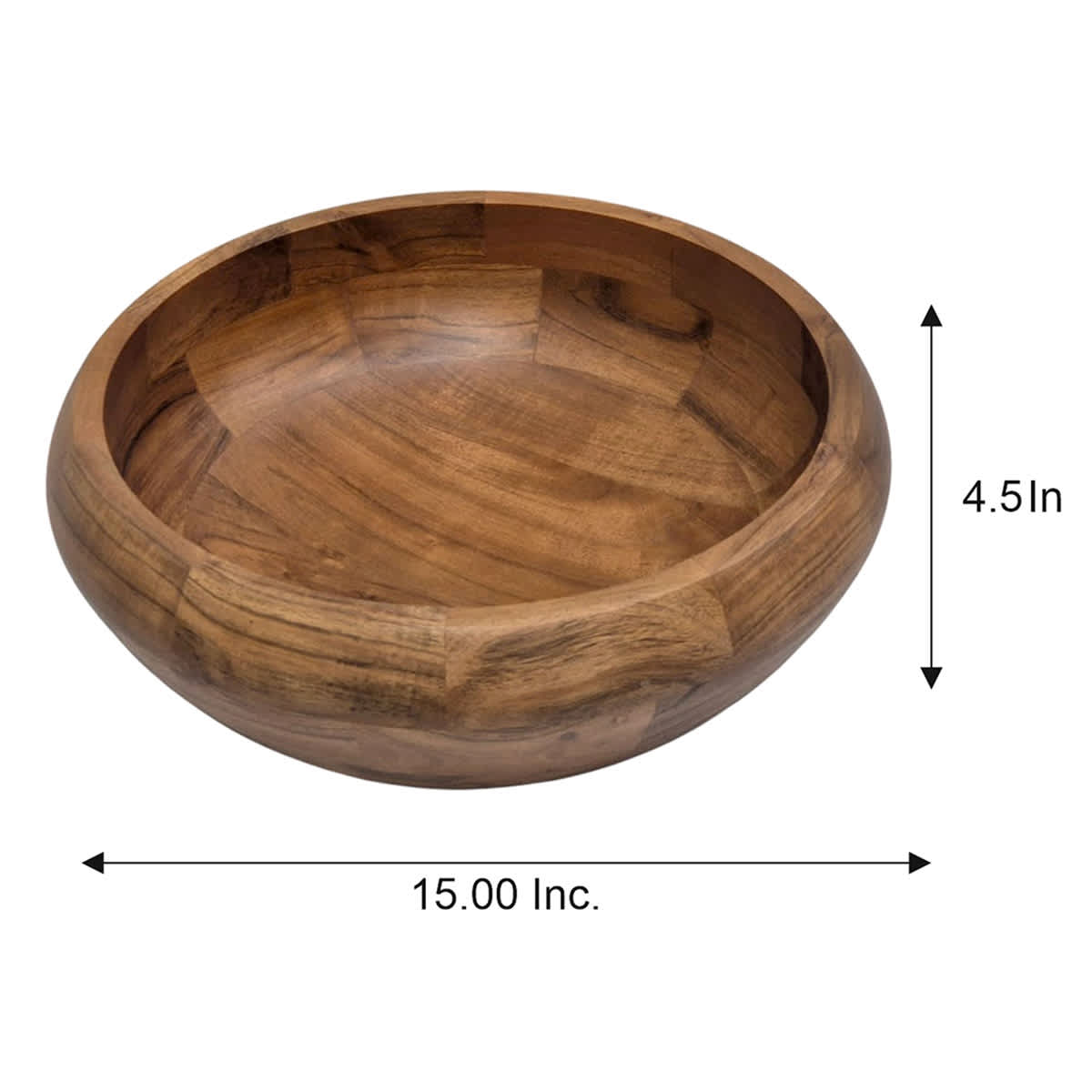 Natural Acacia Wood Bowl, 15"
