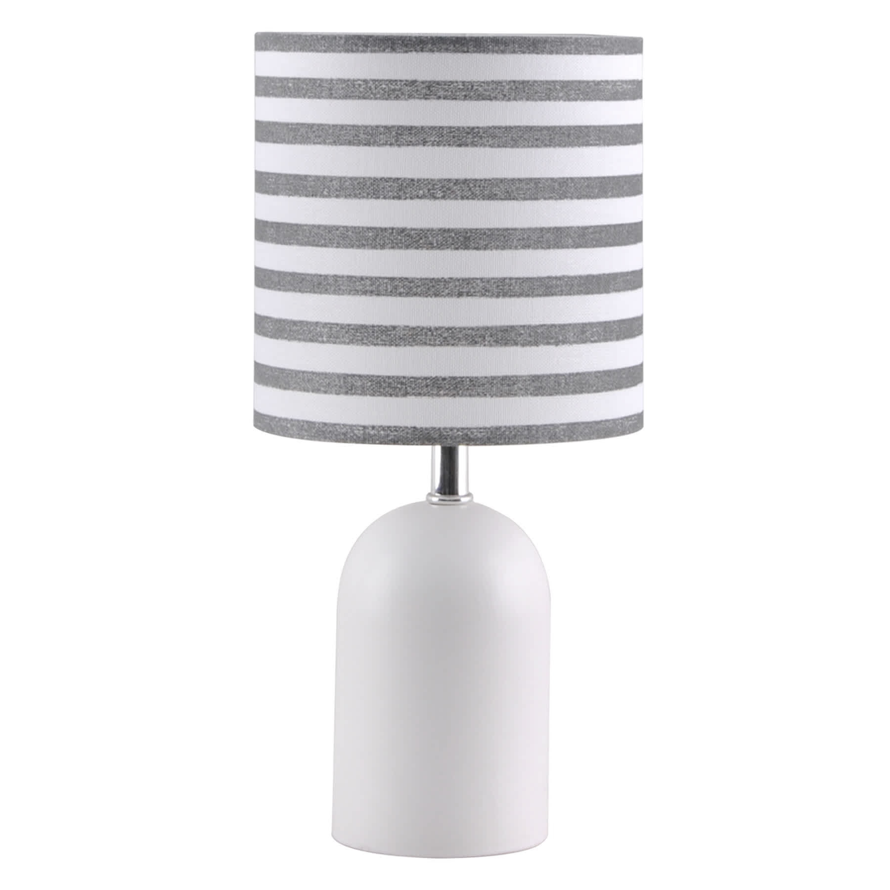 Tiny Dreamers Grey Ceramic Lamp with Striped Shade, 14"