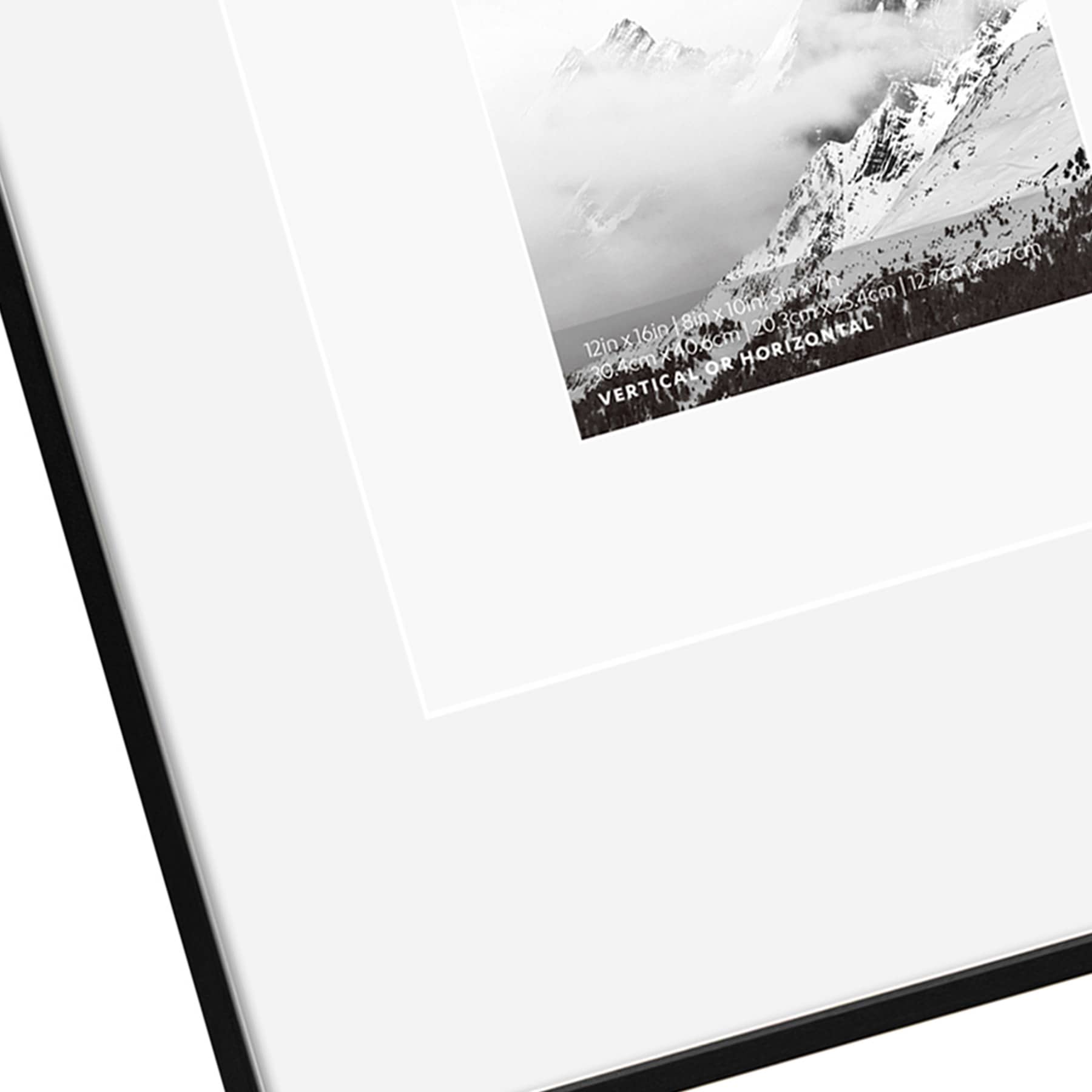 12x16 Black Thin Matted to 8x10 & 5x7 Wall Frame