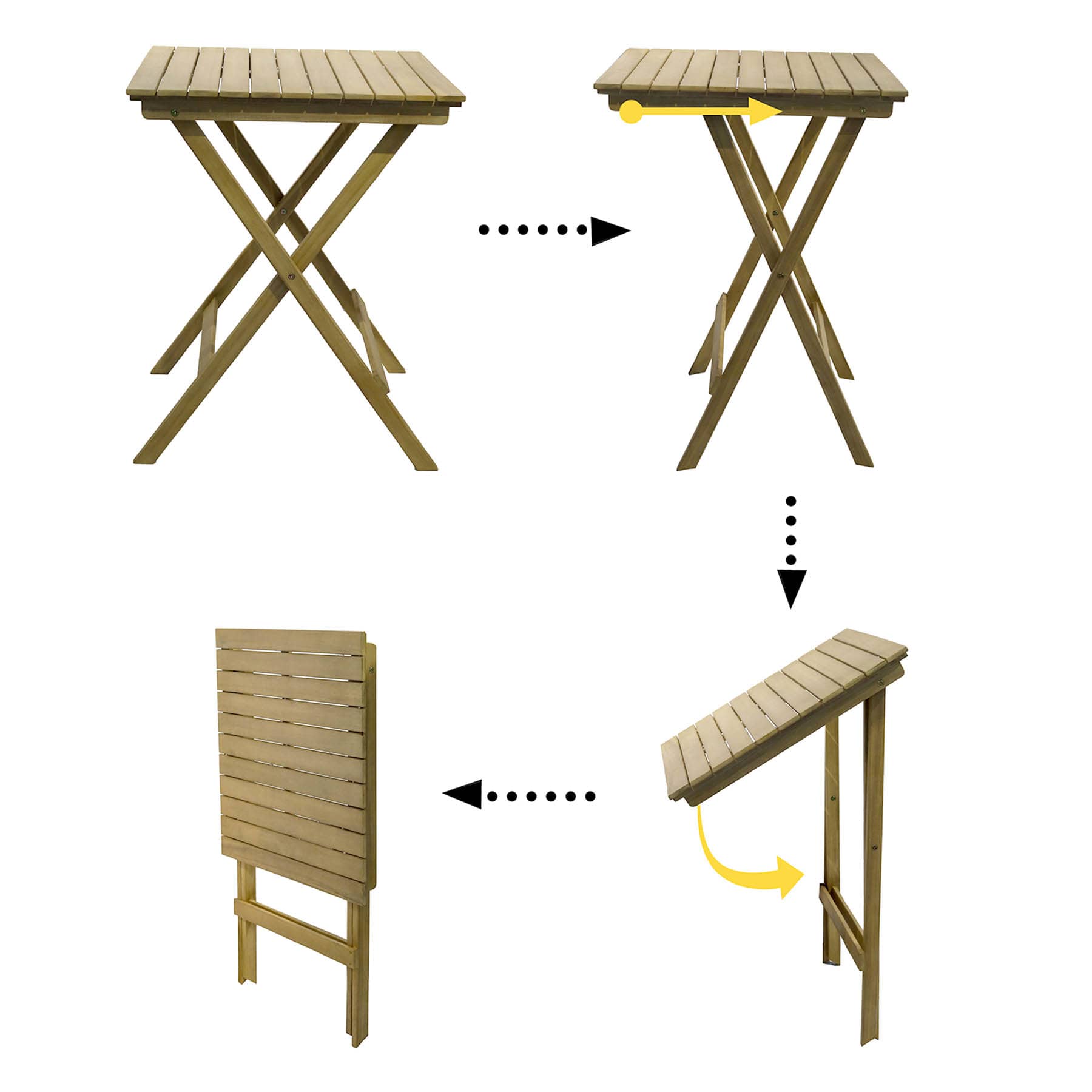 Honeybloom Acacia Wood Patio Folding Table, 23.6"