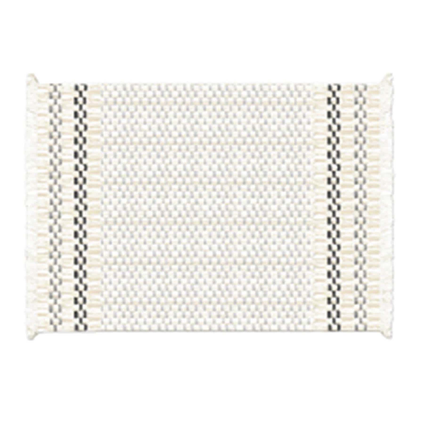 Set of 4 Grey & White Woven Placemats with White Fringe, 13x20