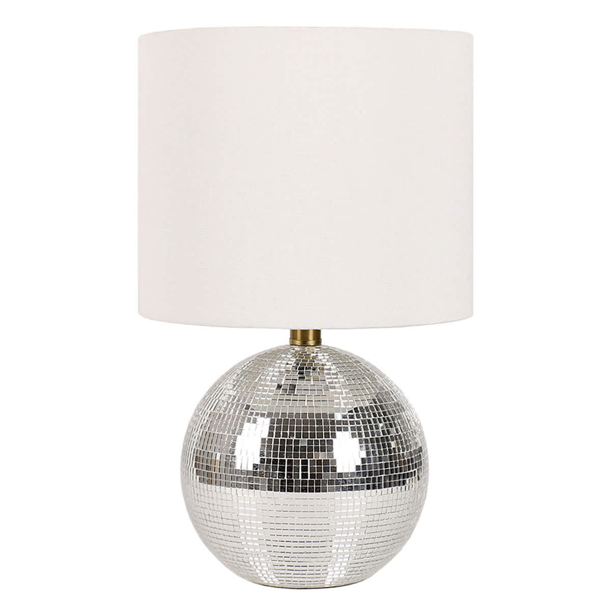 Silver Glass Disco Ball Lamp with Shade, 17.5"