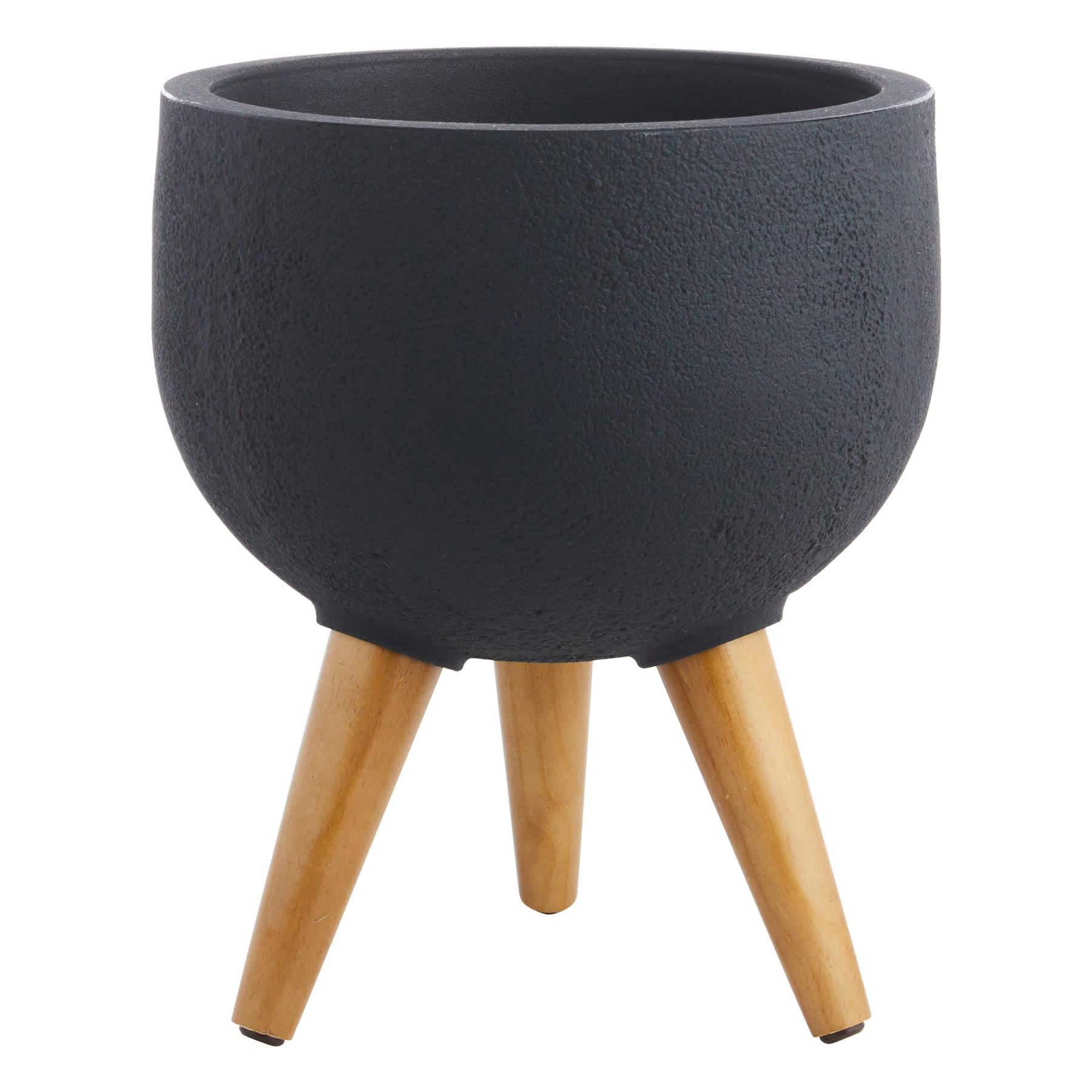 Japi All Weather Proof Black Round Rustic Outdoor Planter Stand, Small