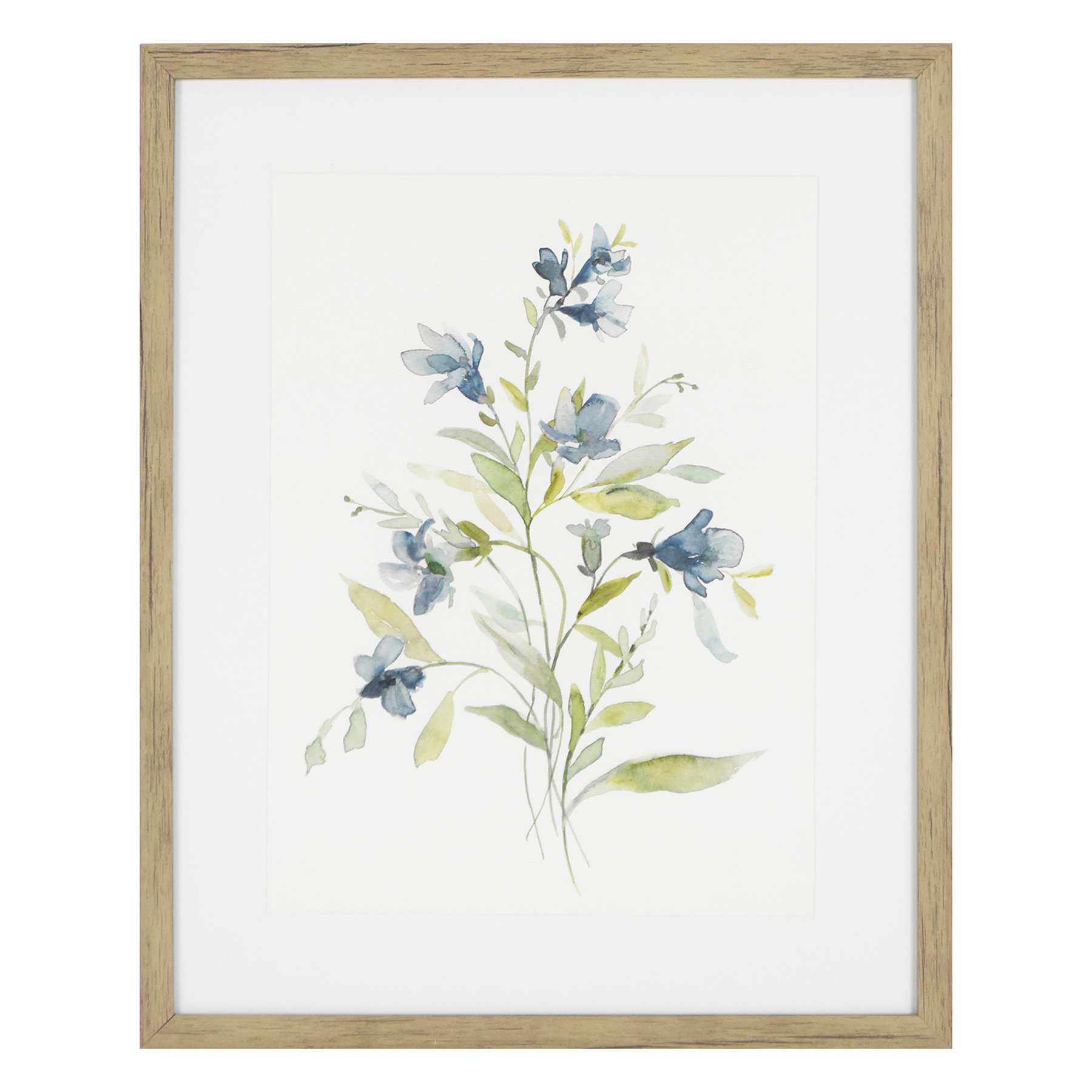 Honeybloom Glass Framed Blue Botanicals Print Wall Art, 17x21