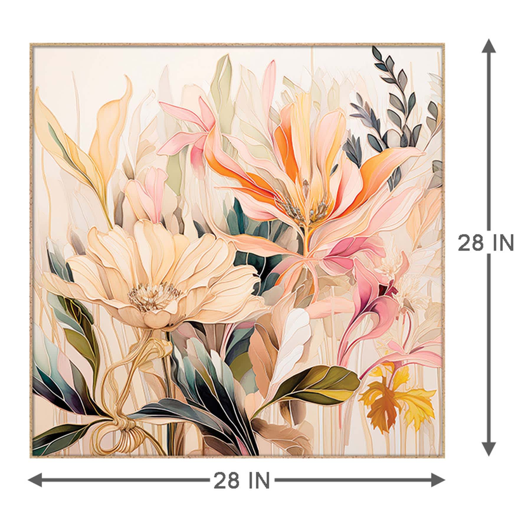 Glass Framed Floral Print Wall Art, 28"