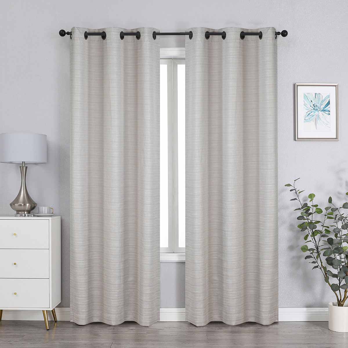 2-Pack Ivory Magnetic Closure Blackout Curtain Panels, 84"