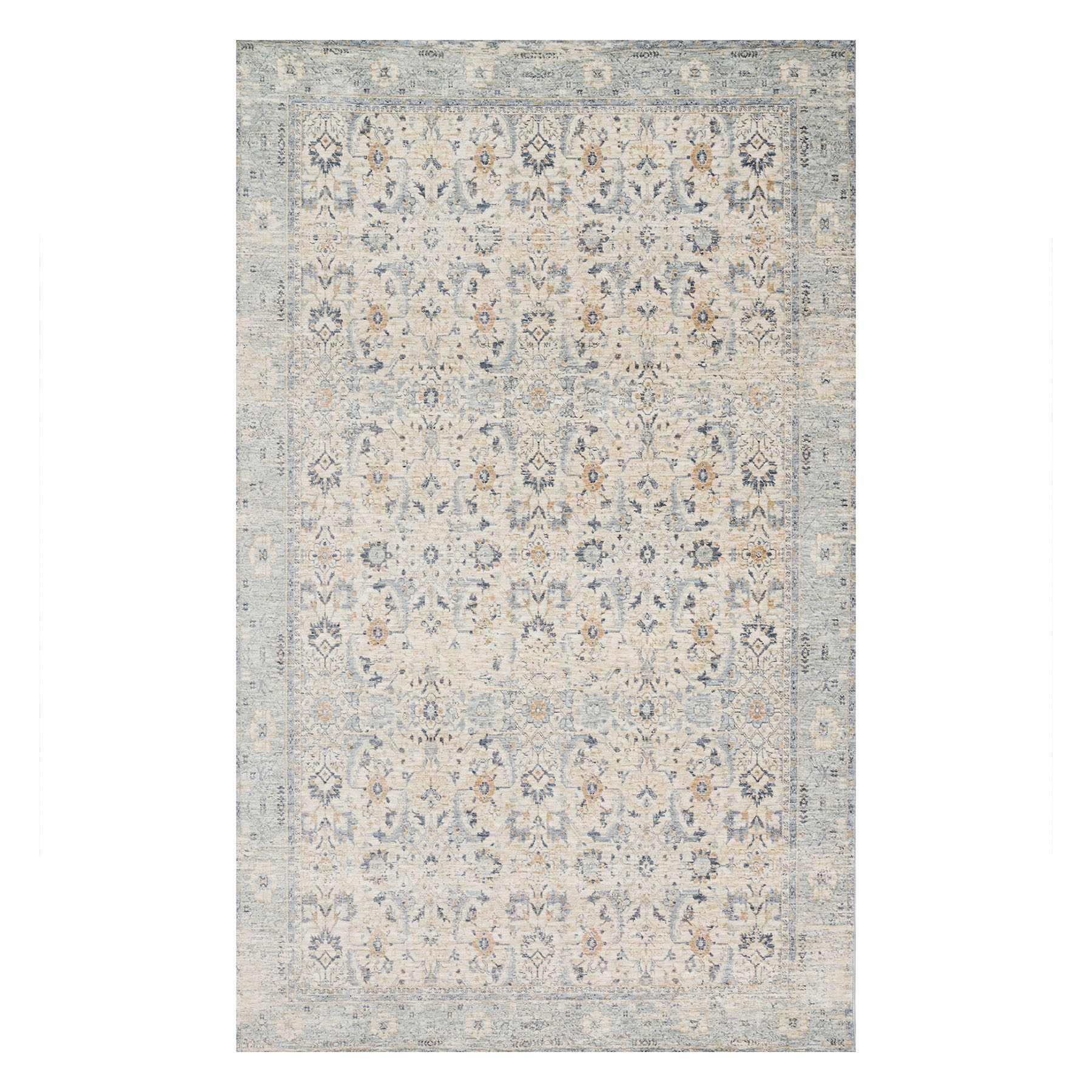 (A437) Honeybloom Penelope Distressed Look Grey Area Rug, 8x10