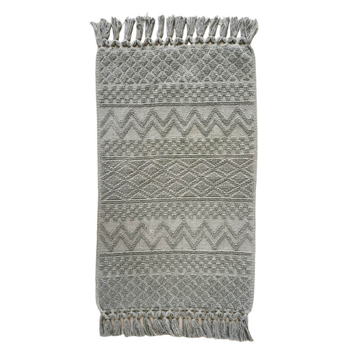 Found & Fable Smoke Green Woven Fringe Bath Rug, 20x32