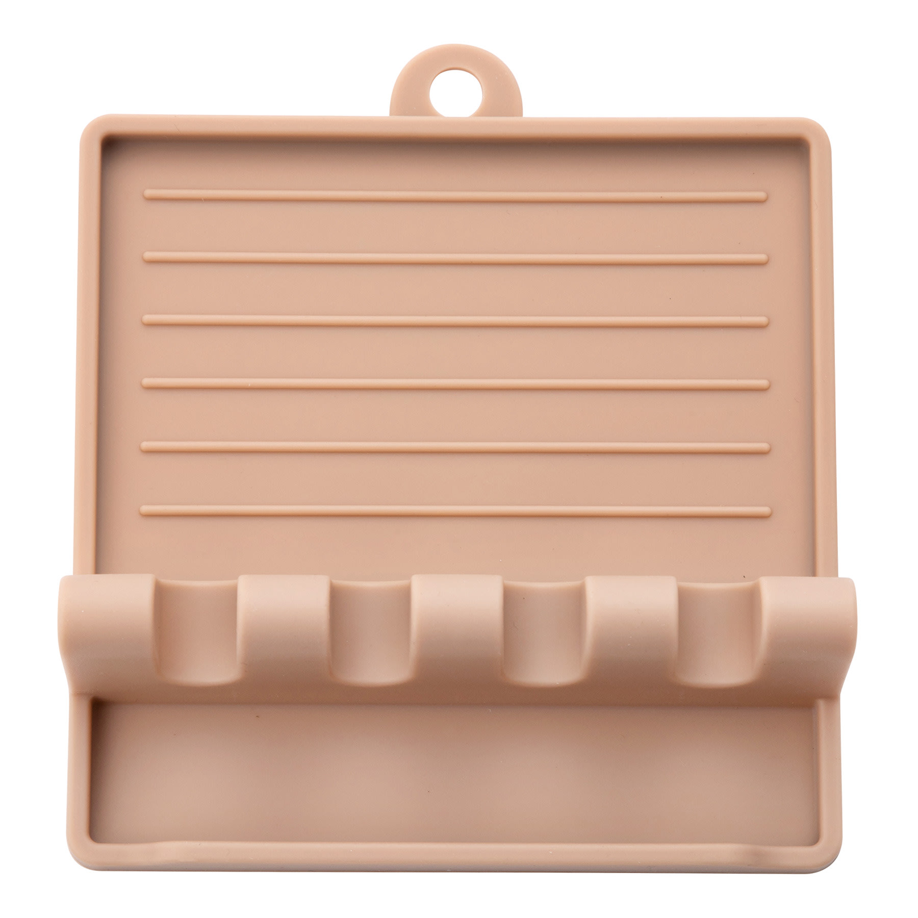 4-Slot Tan Silicone Utensil Rest
