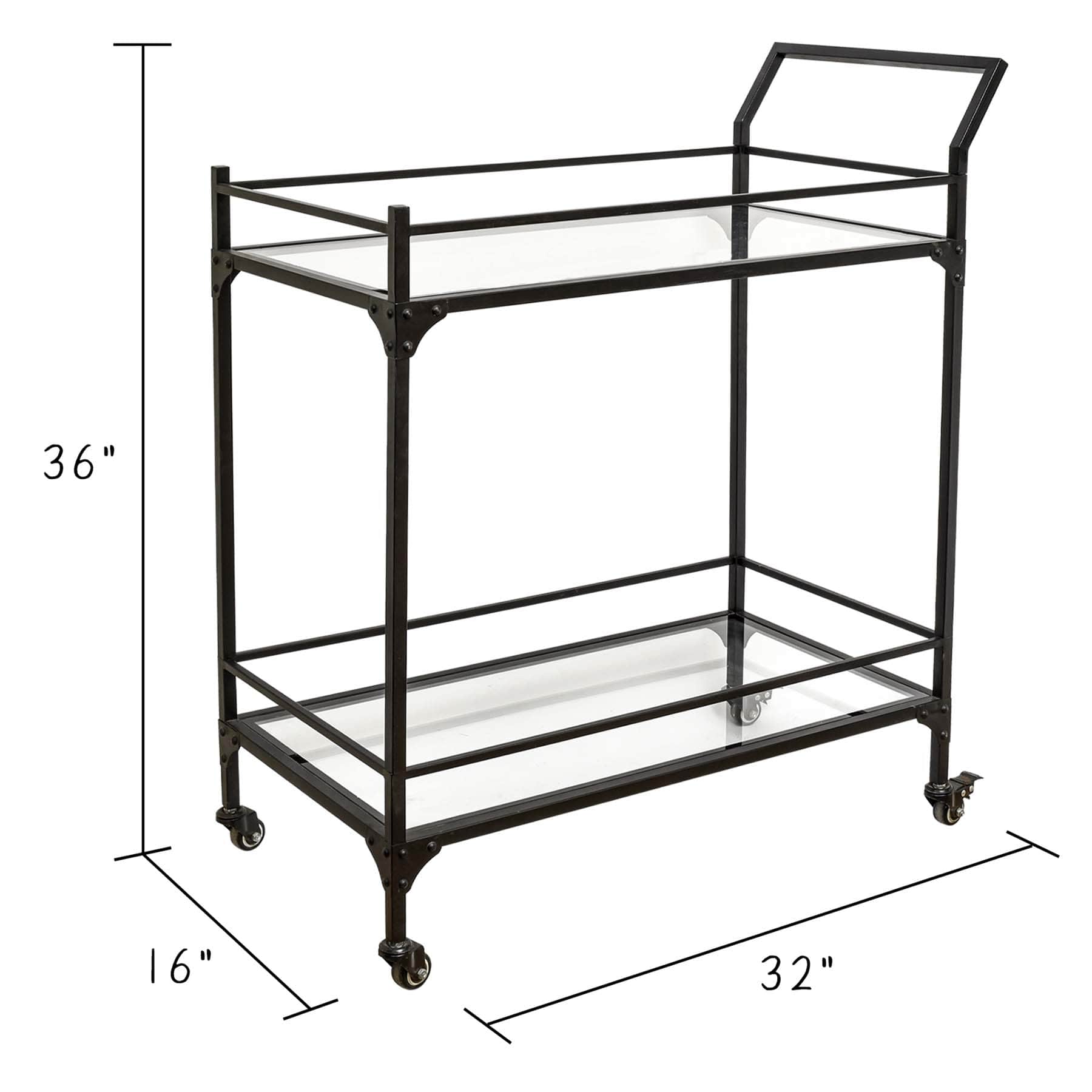Honeybloom Sage Frost Bar Cart, Black