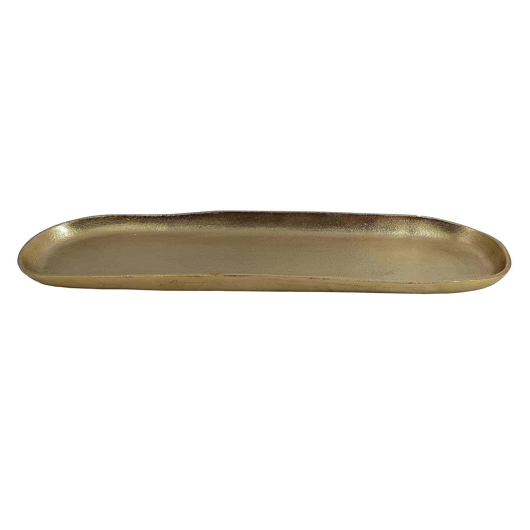 Oblong Gold Aluminum Tray, 21x5