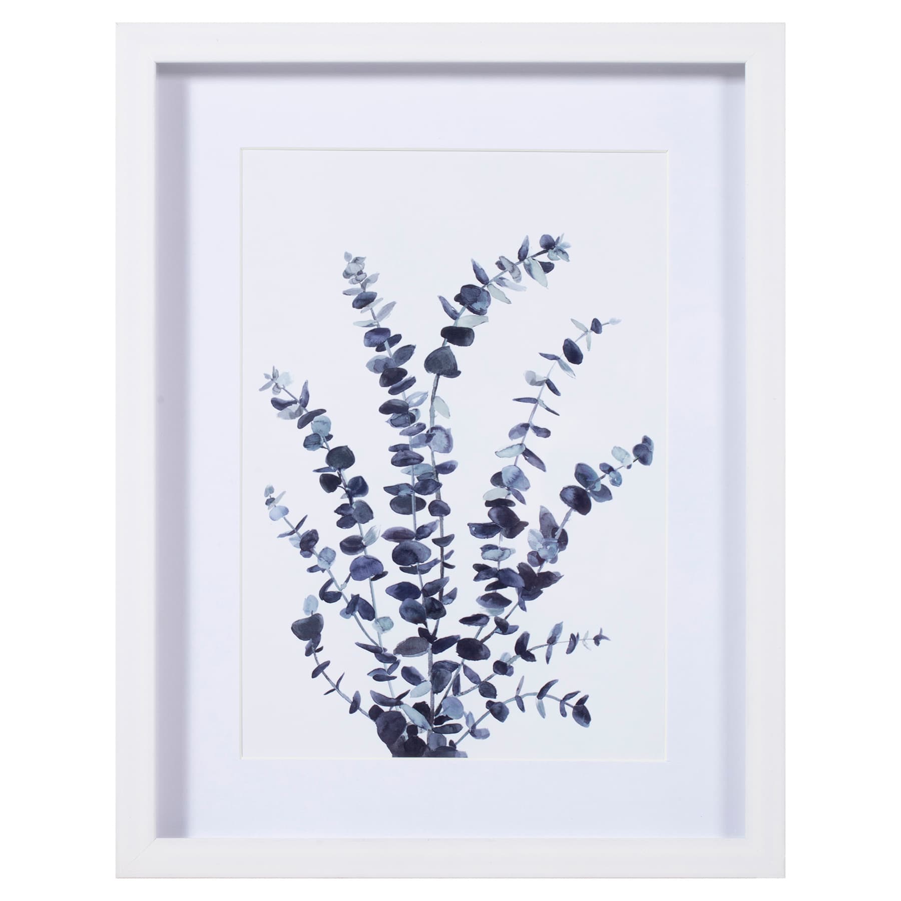Honeybloom Glass Framed Blue Plant Print Wall Art, 11x14