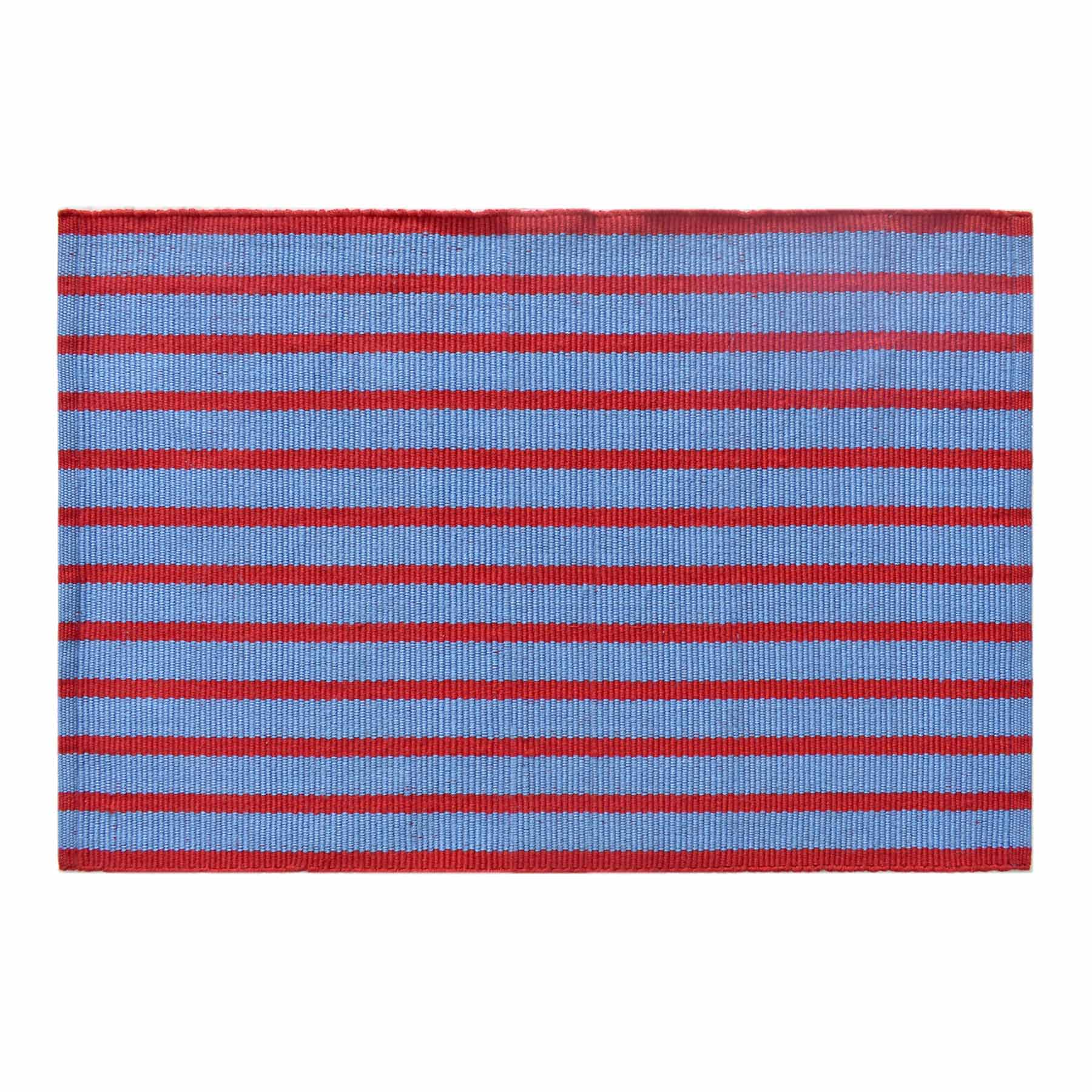 Red/Blue Striped Woven Pet Layering Rug 24X36