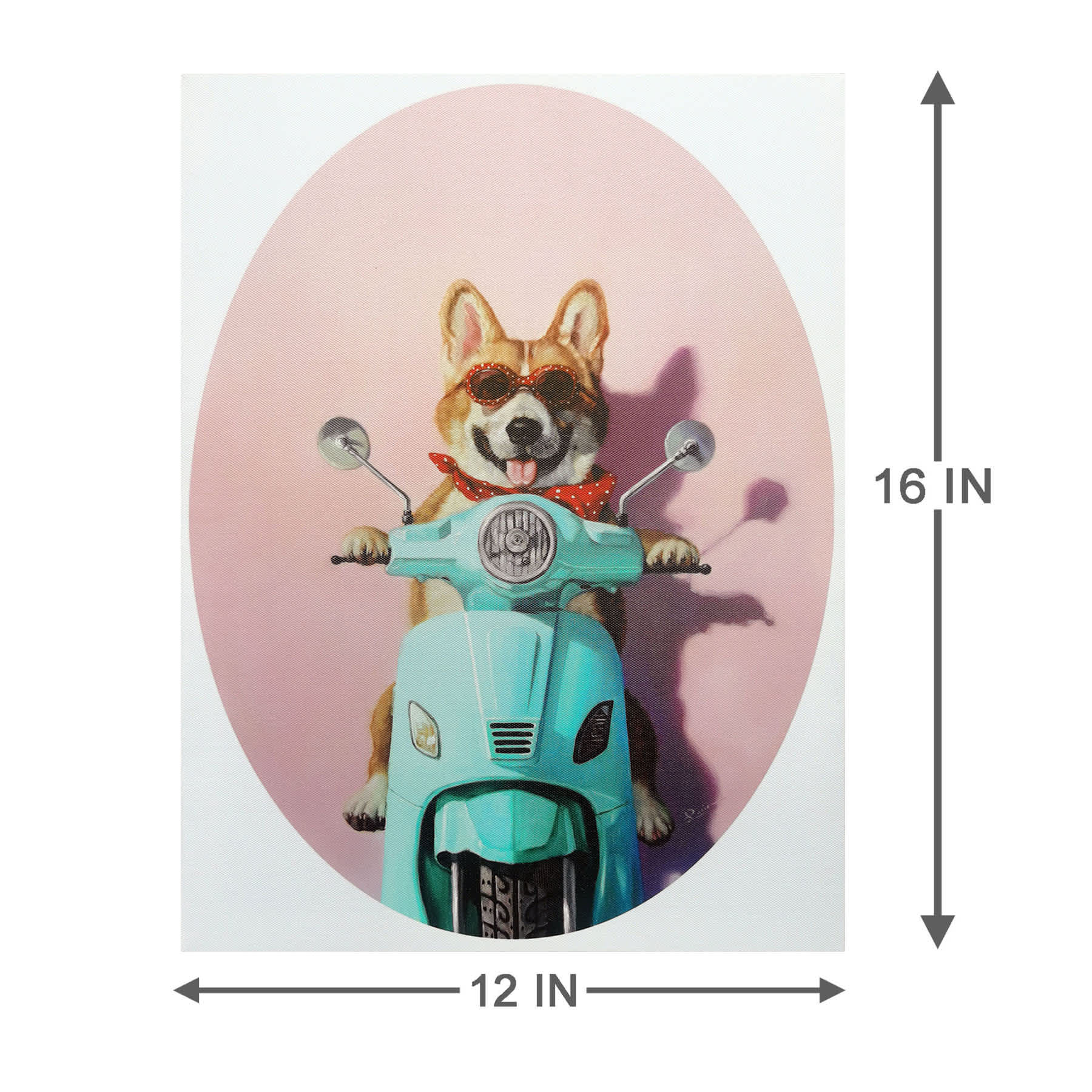 Scooter Corgi Canvas Wall Art, 16x12