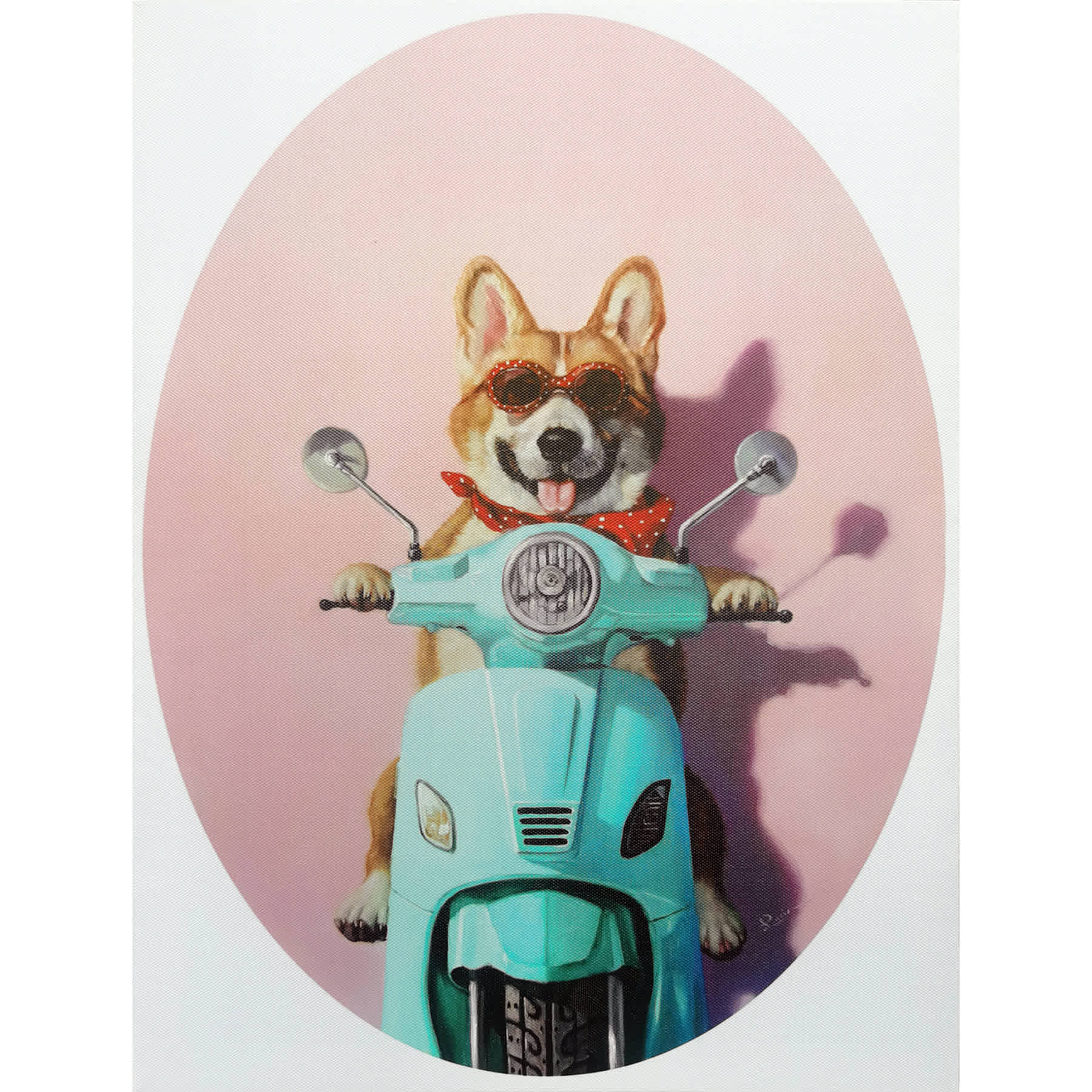Scooter Corgi Canvas Wall Art, 16x12