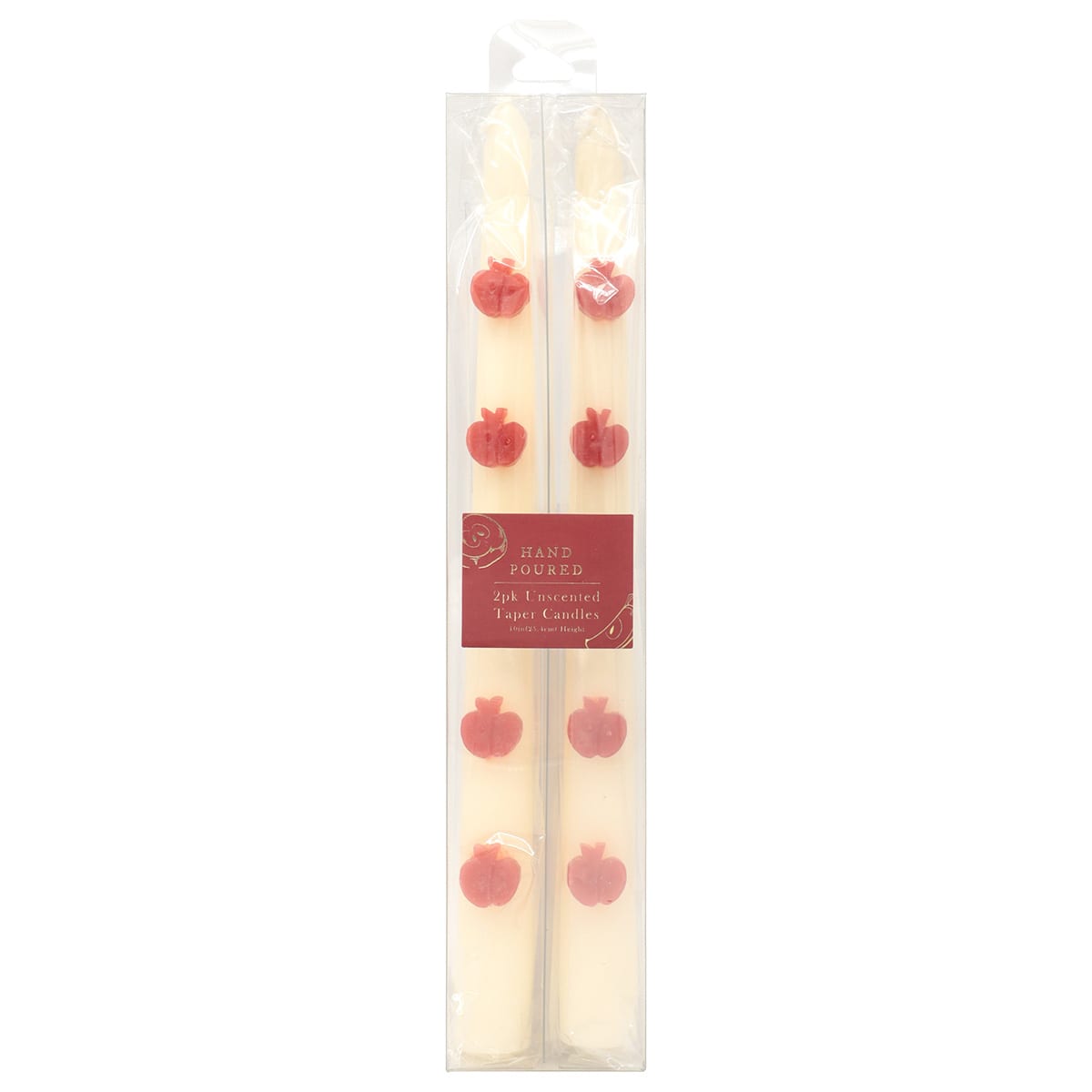 2-Pack Embossed Apple Taper Candles, 10"