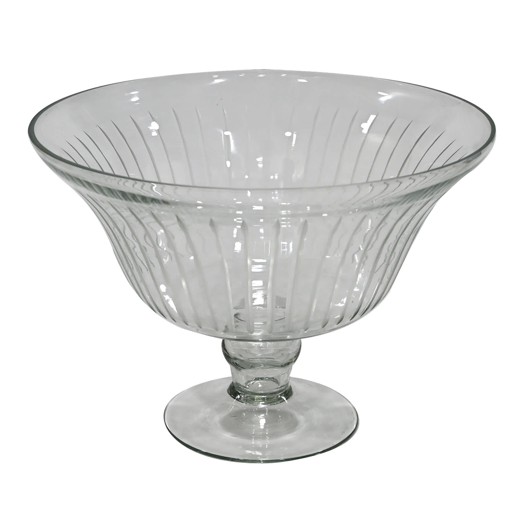 Clear Glass Bowl with Etching, 14x10