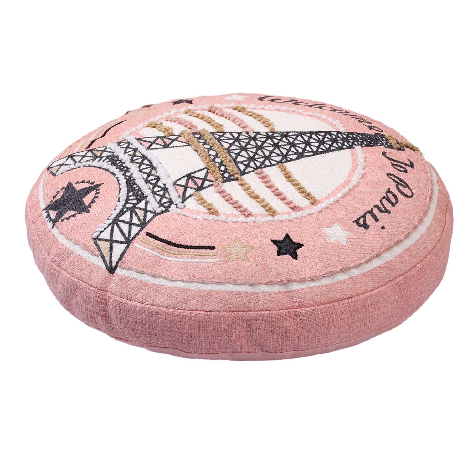 Welcome to Paris Round Throw Pillow, 16"