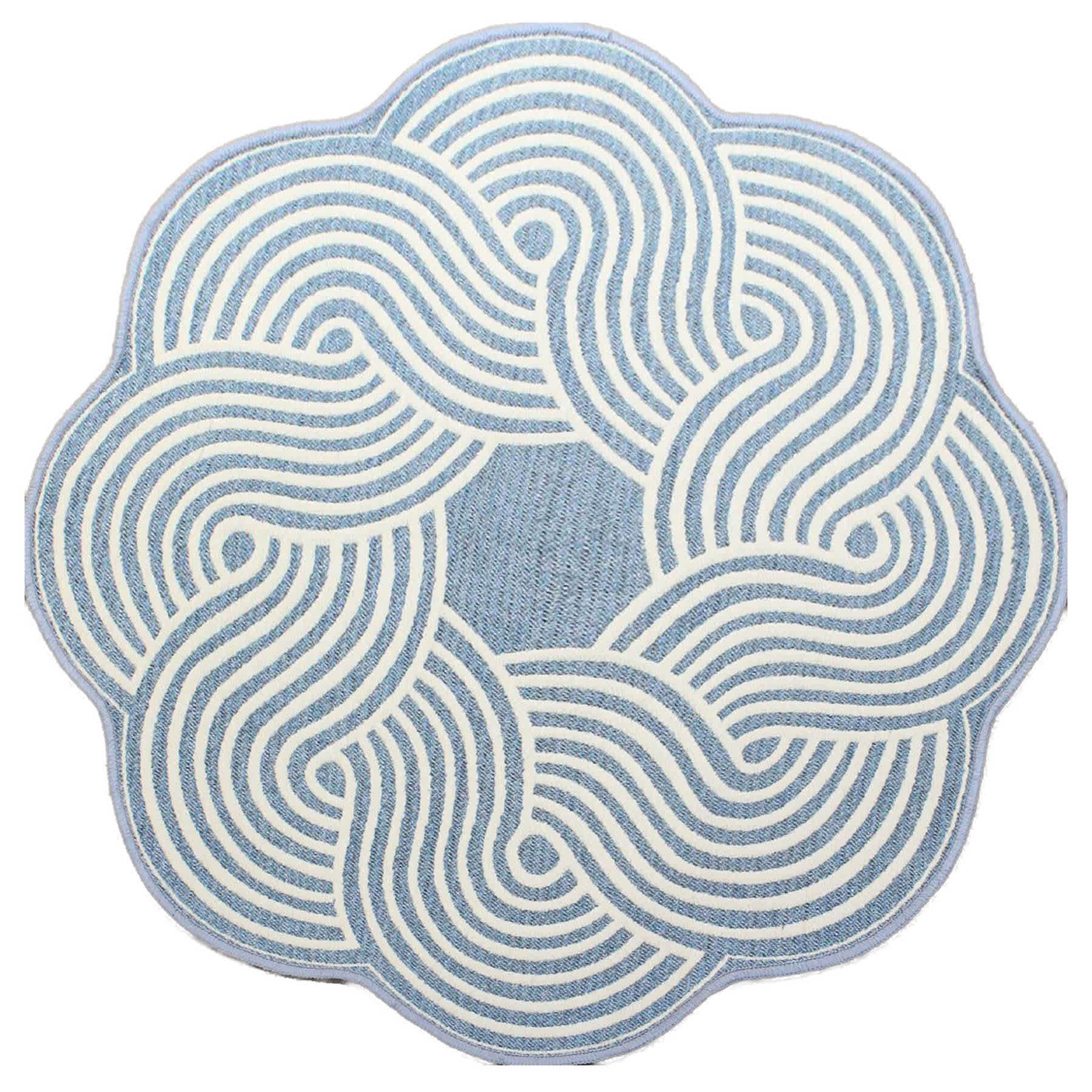 Elmbrook Slate Blue Border Round Washable Accent Rug, 3'