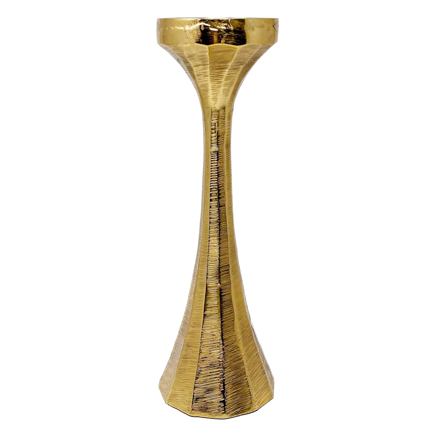 Gold Ribbed Candle Holder, 12"
